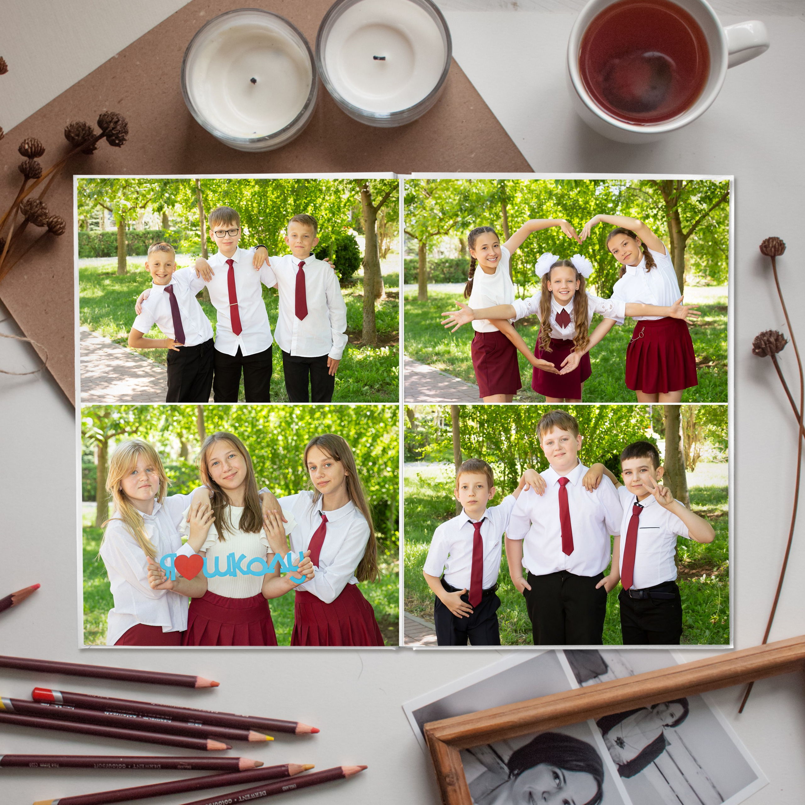 Альбомы комбинированной верстки. Выпускные альбомы. Евпатория. Школьный фотограф