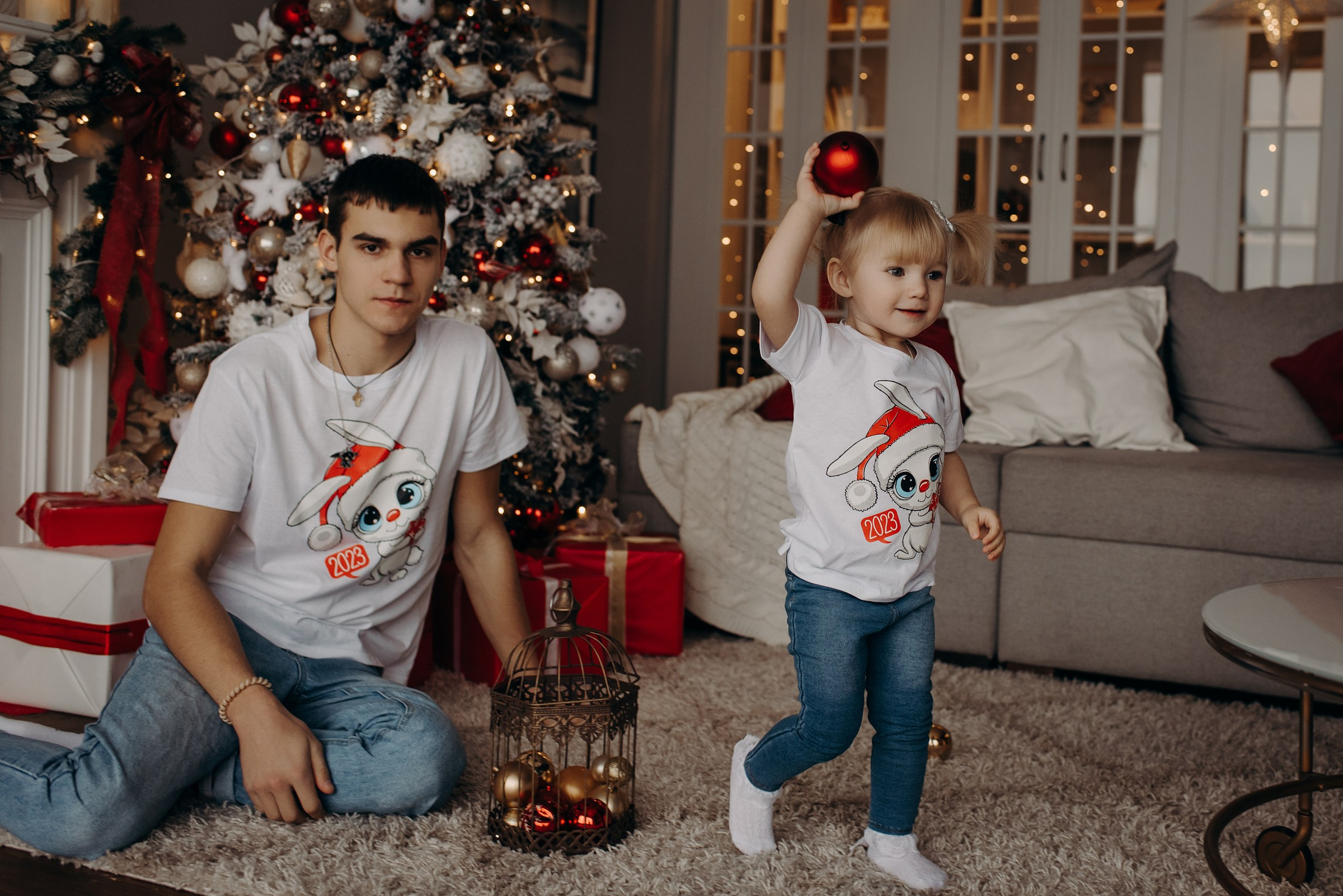 семейная новогодняя фотосессия в фотостудии