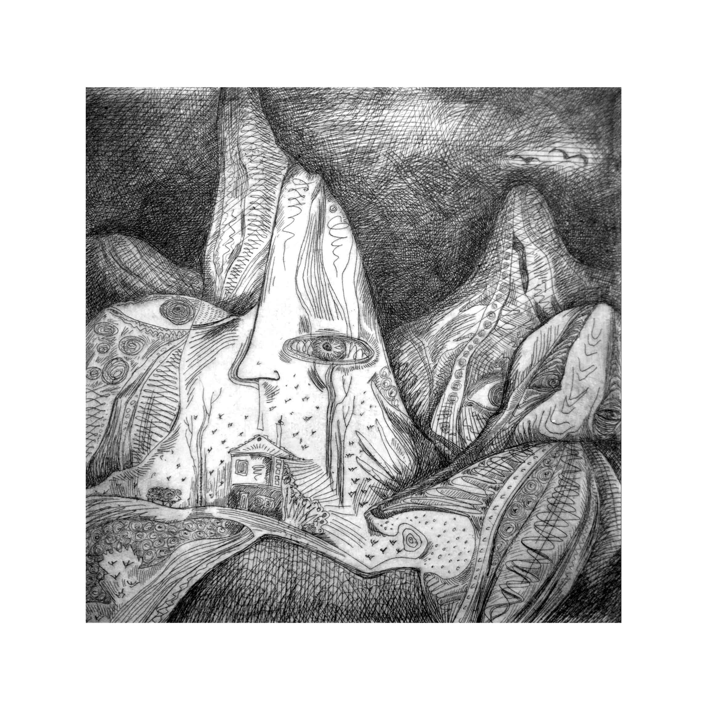 ХОЛМЫ. офорт гравюра графика Перепеченова Анна