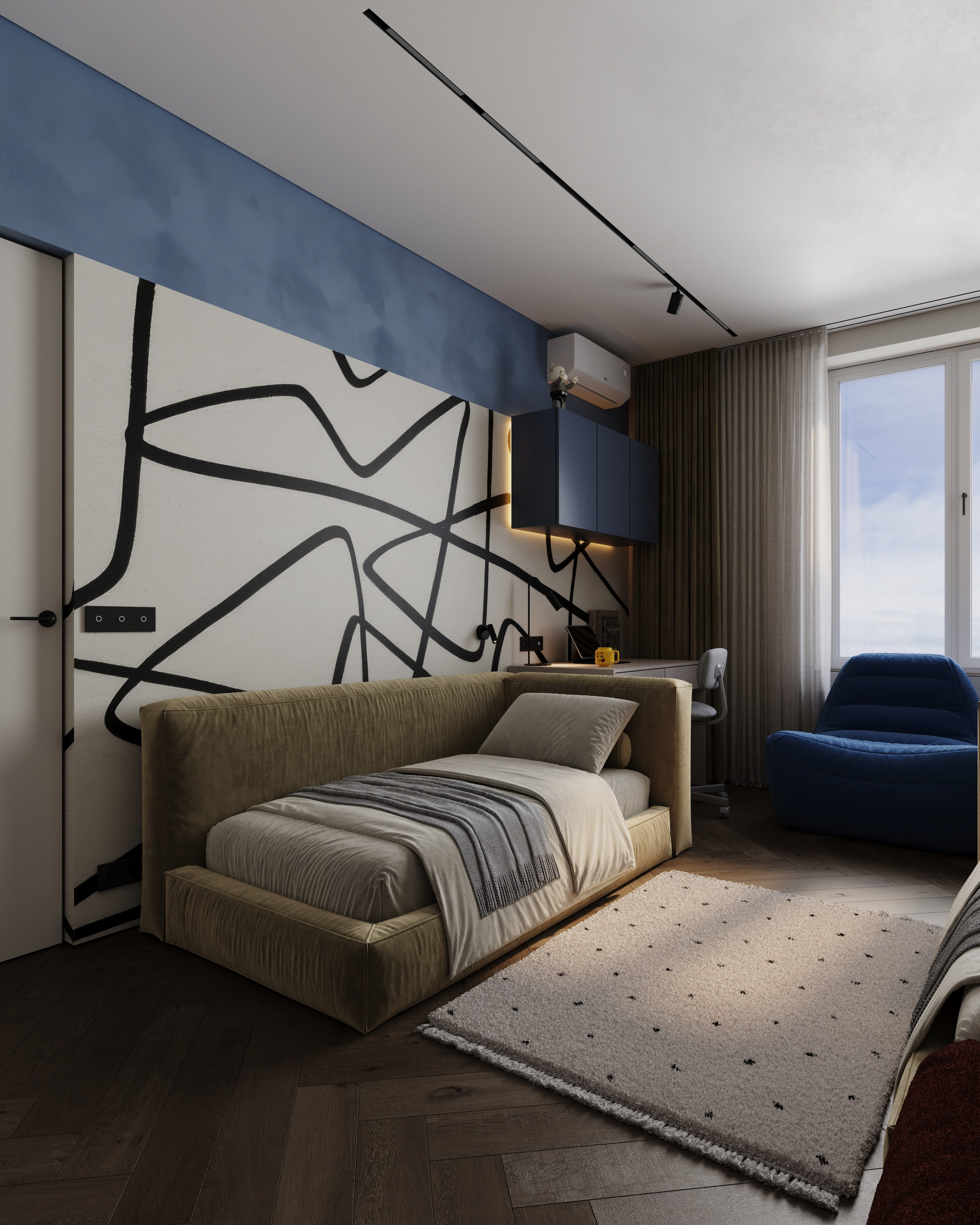 Детская для мальчиков ЖК Зеленые кварталы. Визуализации интерьера