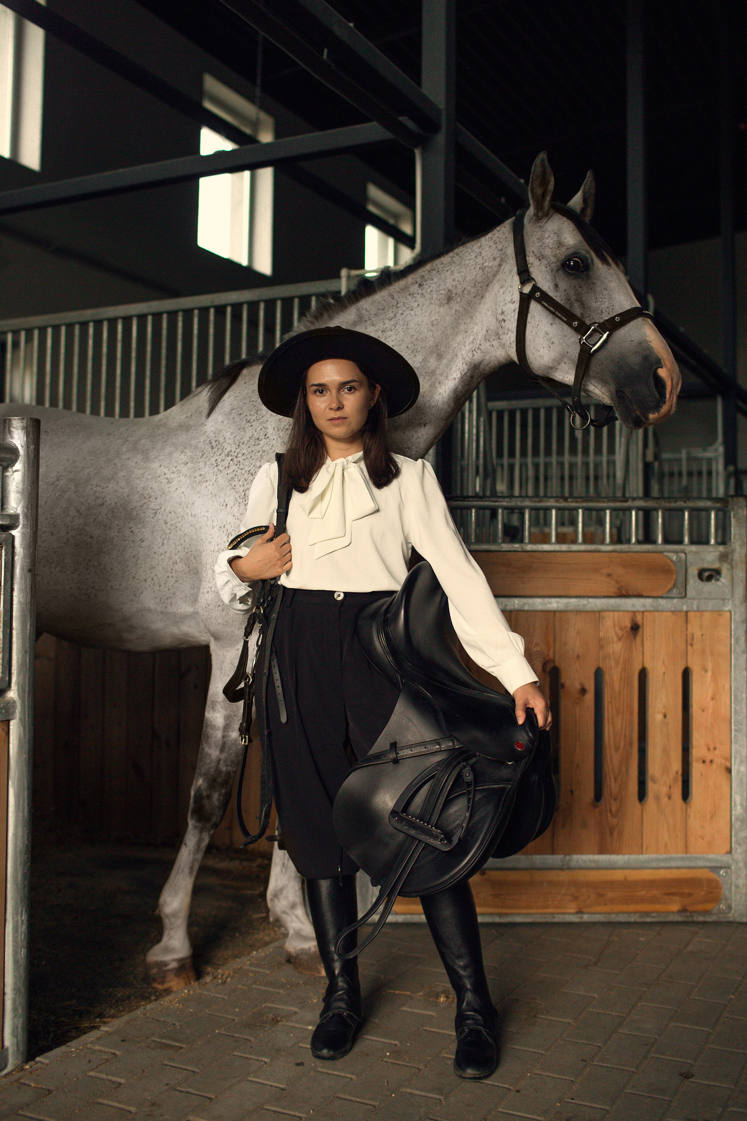 Фотосессия с серой лошадью