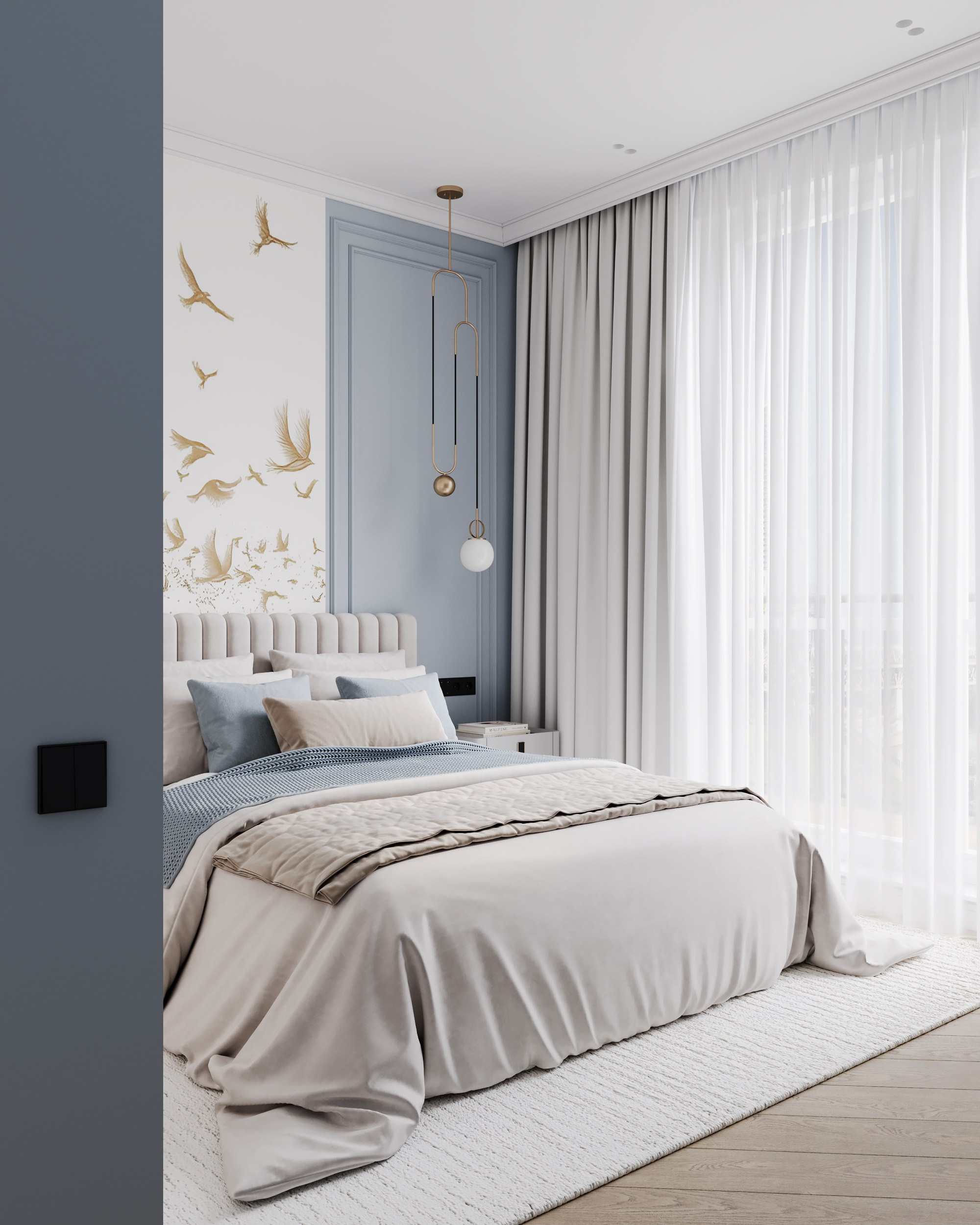 Blue Classic. Дизайн интерьера | 3D визуализация | Миланская Марина