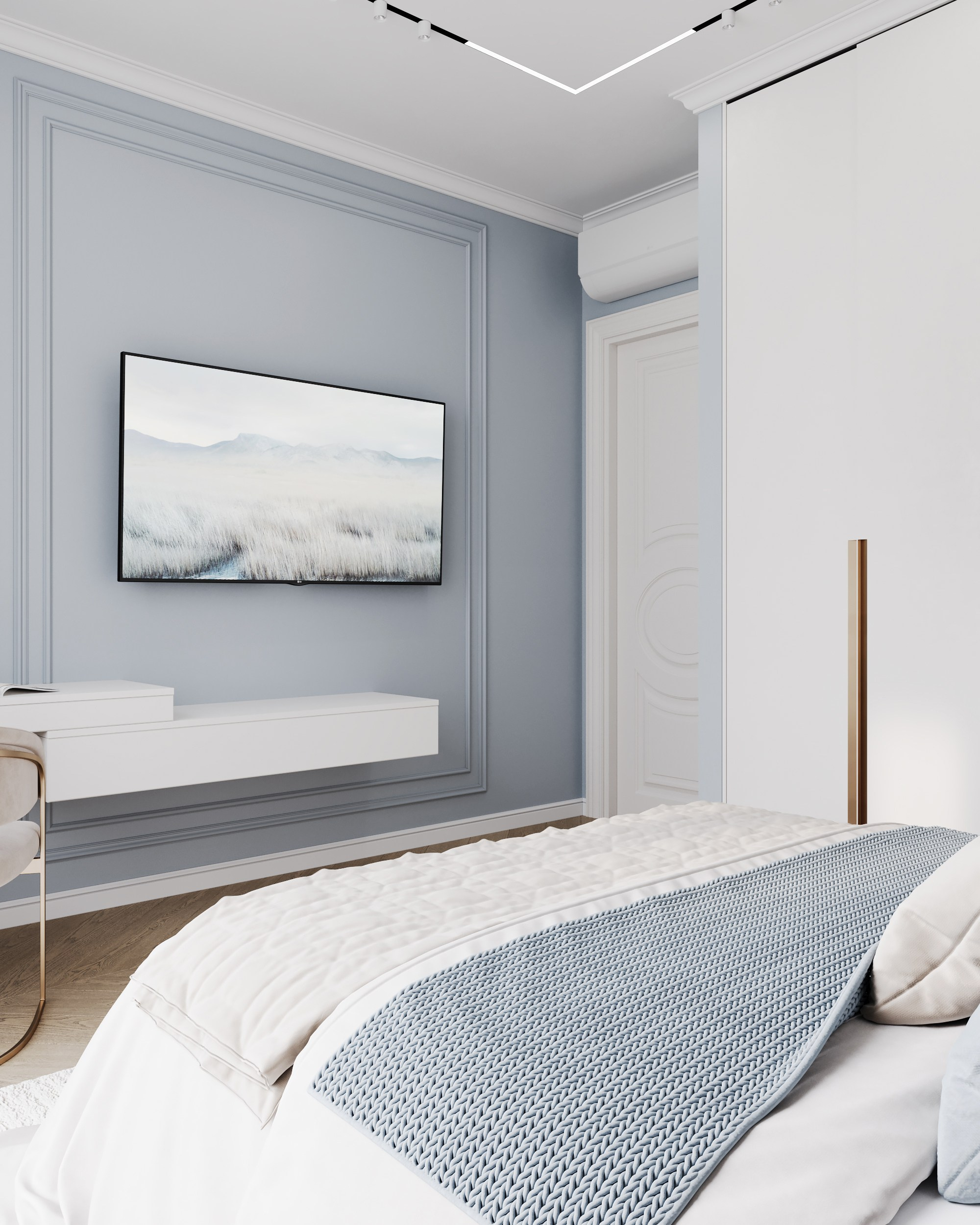 Blue Classic. Дизайн интерьера | 3D визуализация | Миланская Марина