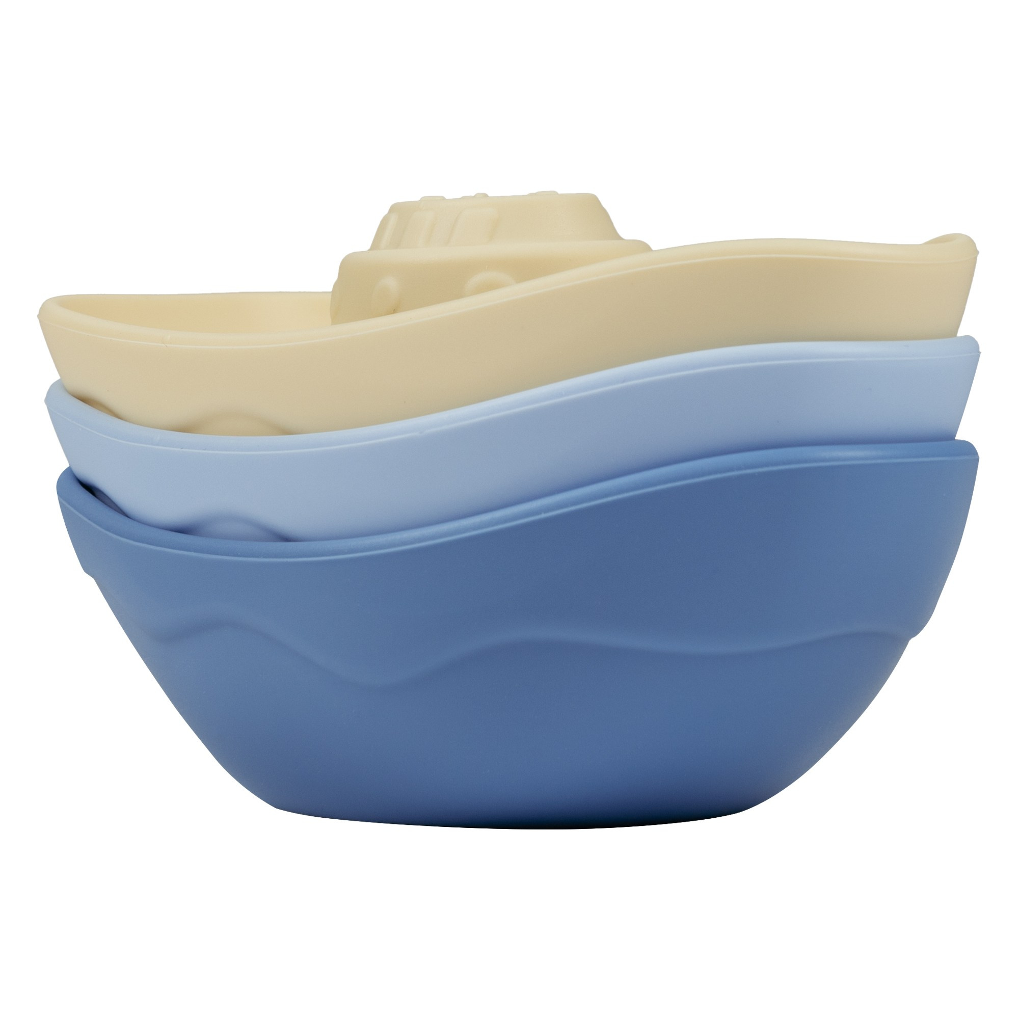 Корабли детские, три штуки в наборе: голубой, синий и бежевый