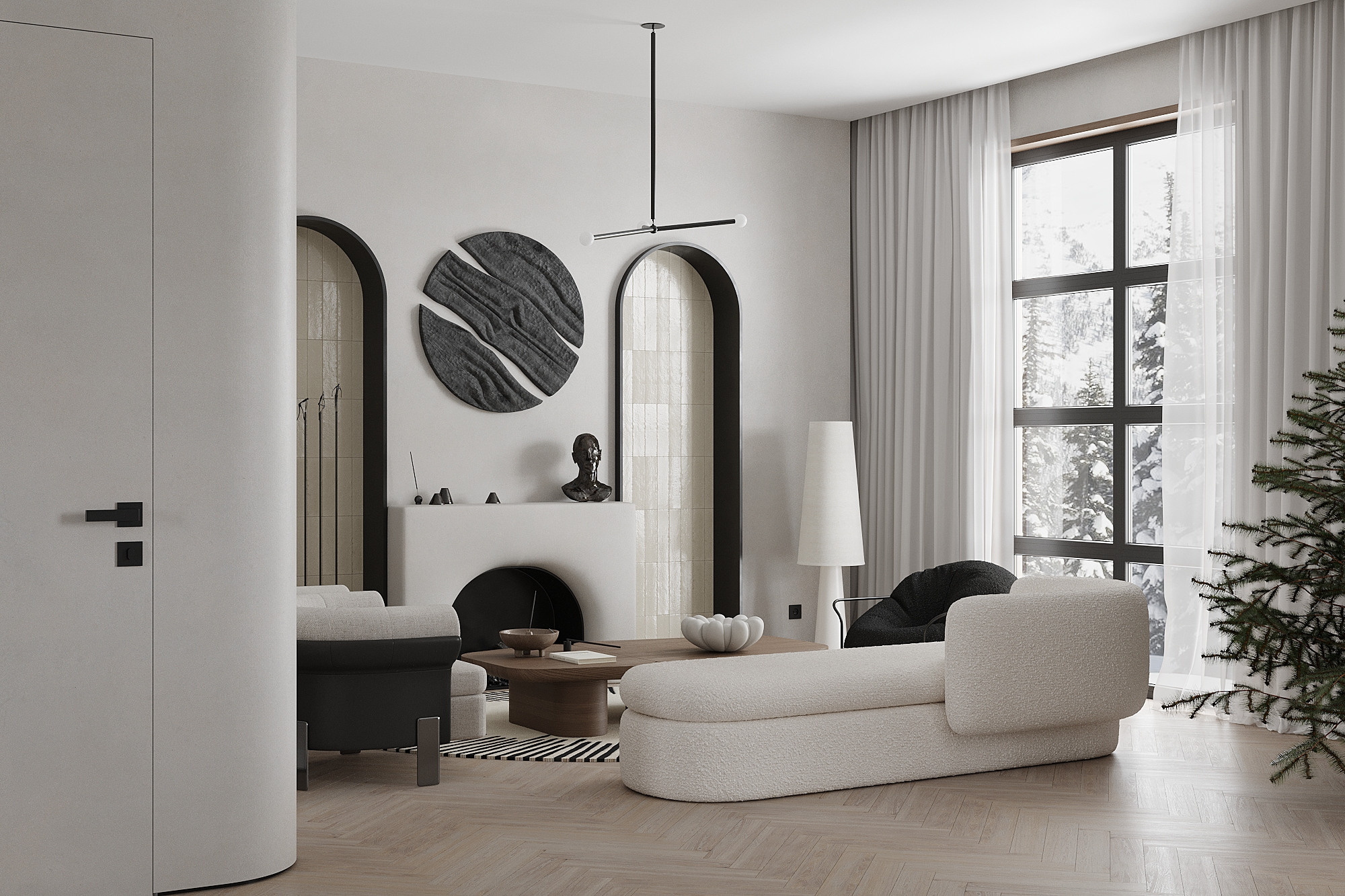 Кухня-гостиная в загородном доме, г. Москва. Студия интерьерной визуализации tmshkn.vis