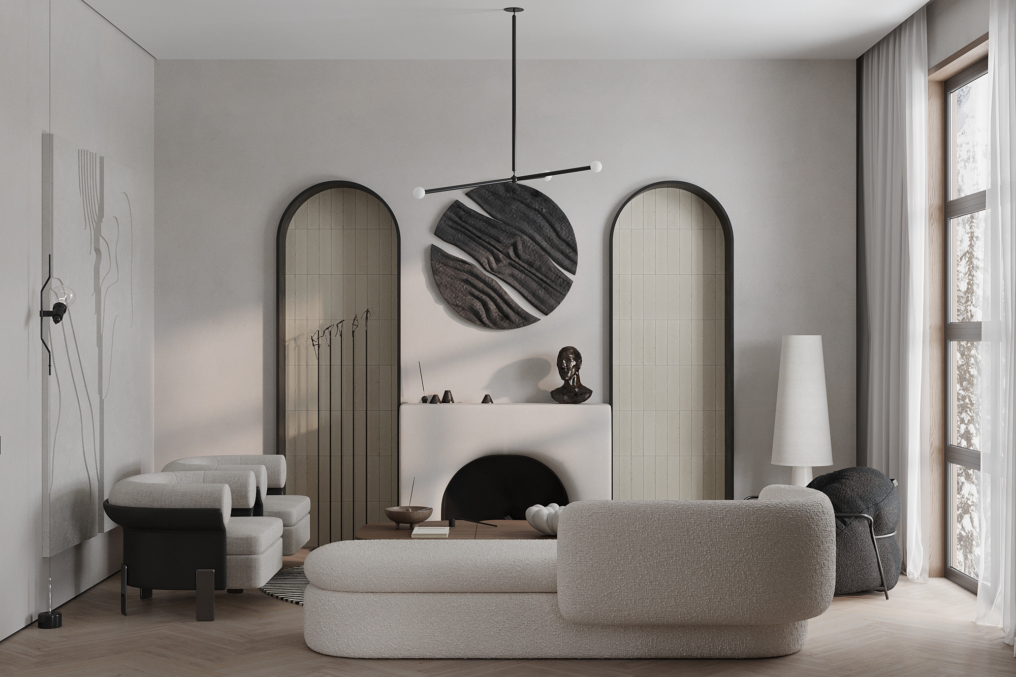 Кухня-гостиная в загородном доме, г. Москва. Студия интерьерной визуализации tmshkn.vis