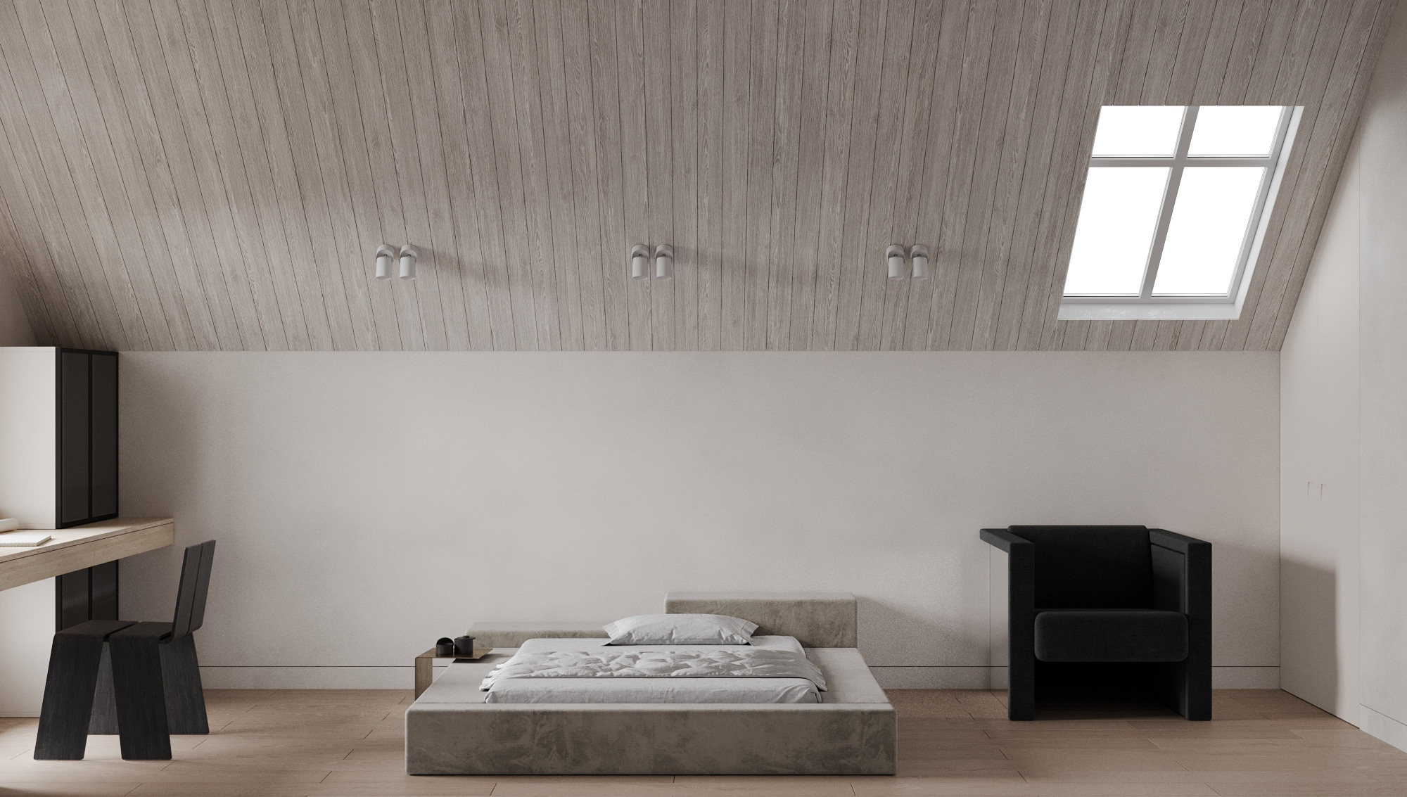 Спальня для дизайнера в частном доме, г. Киев. Студия интерьерной визуализации tmshkn.vis