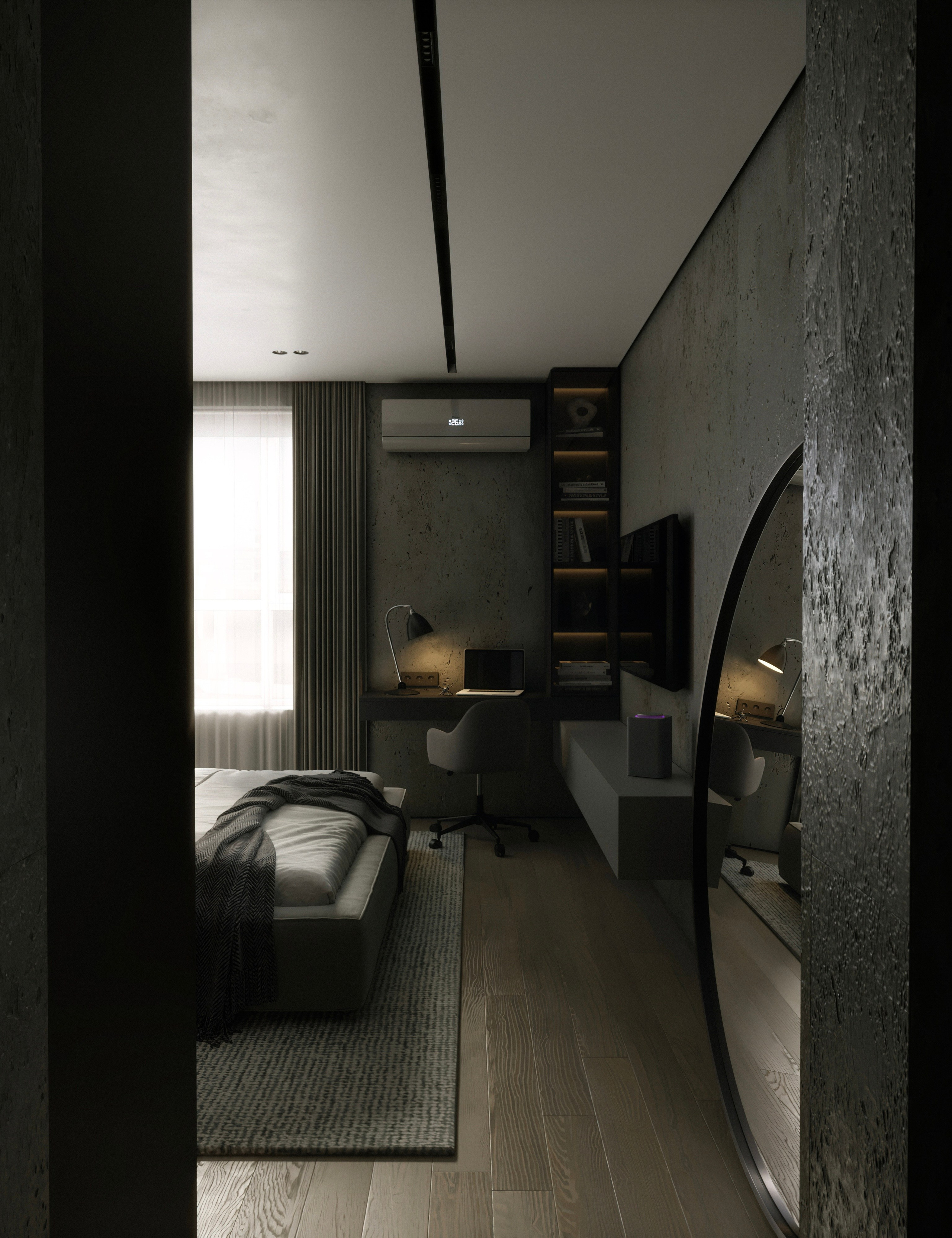 Кухня-гостиная и спальня 47 кв. м. Юлия Григорьева — 3D визуализатор