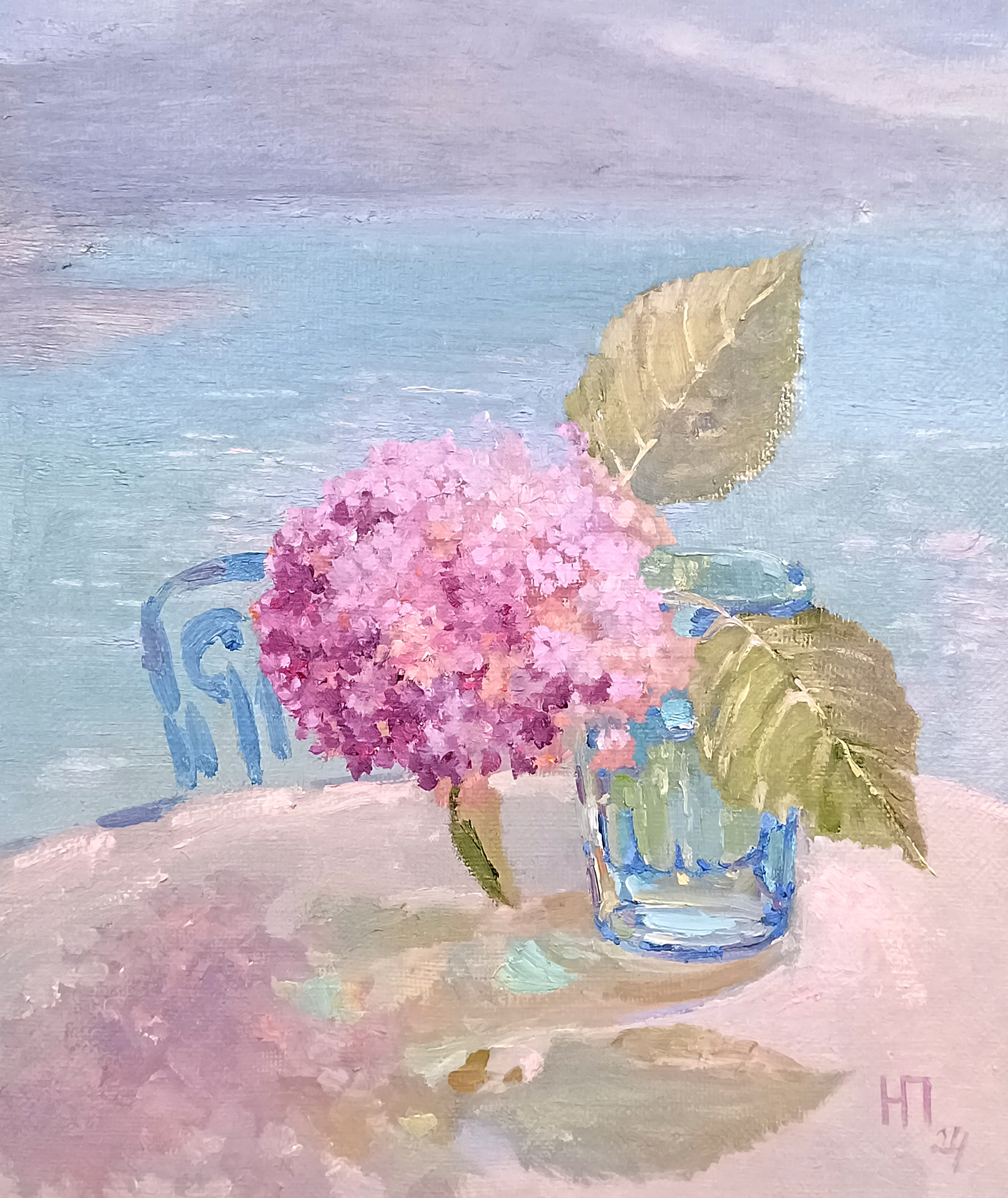 картина с гортензией маслом