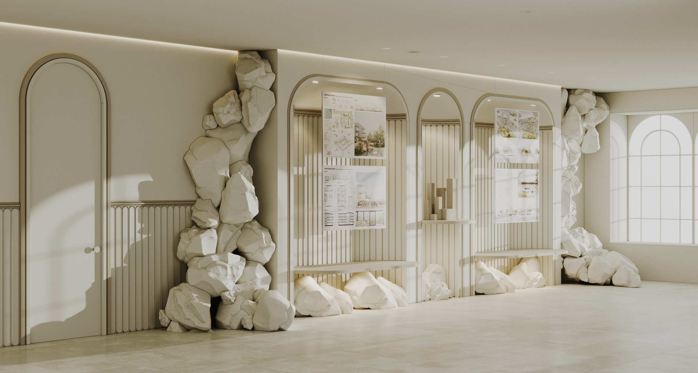 Холл Факультета архитектуры и дизайна. Студенческий проект, 2024 г. Главная