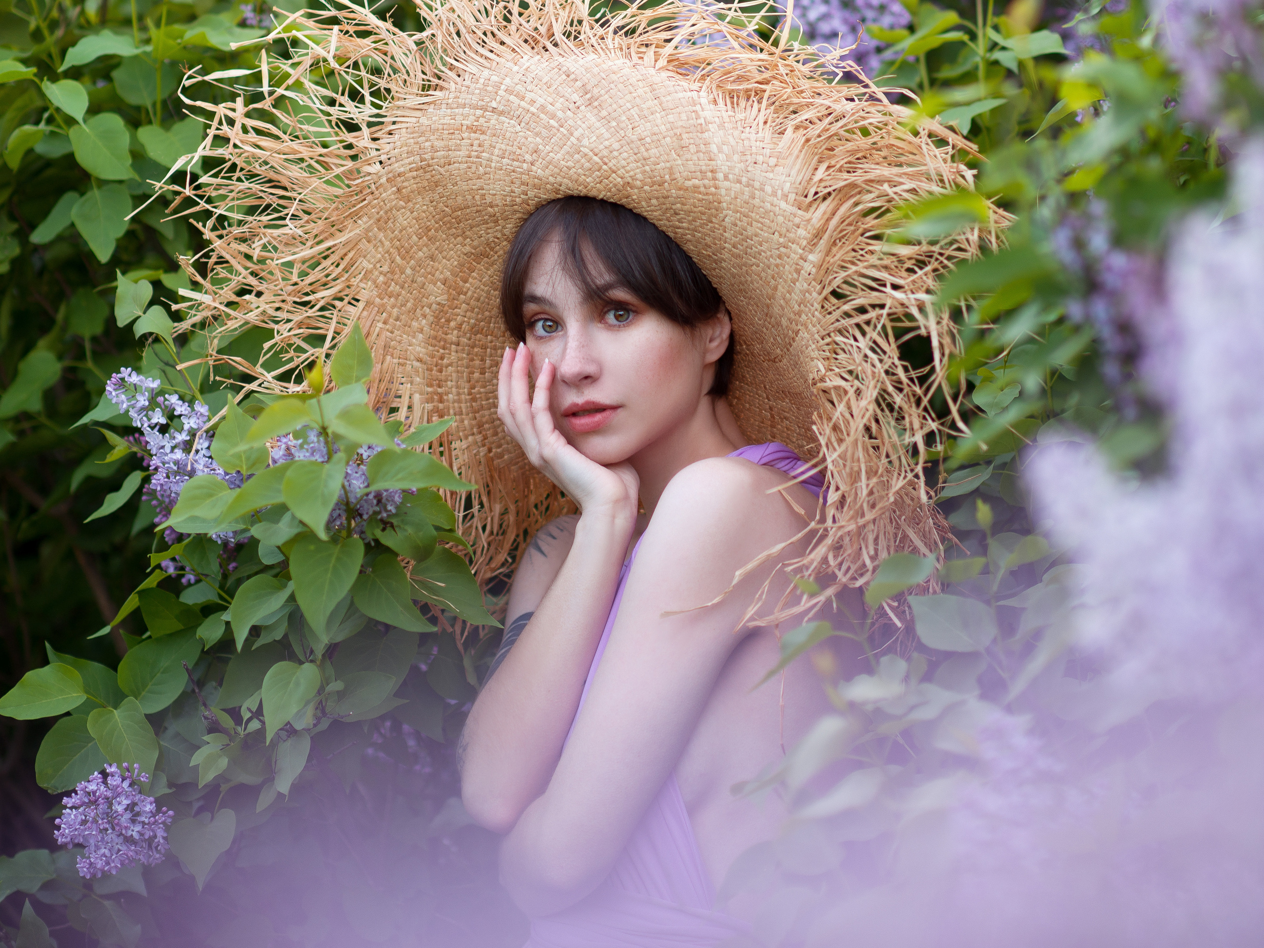 Фотосессия в селе Чайкино в Симферопольском районе возле кустов цветущей сирени