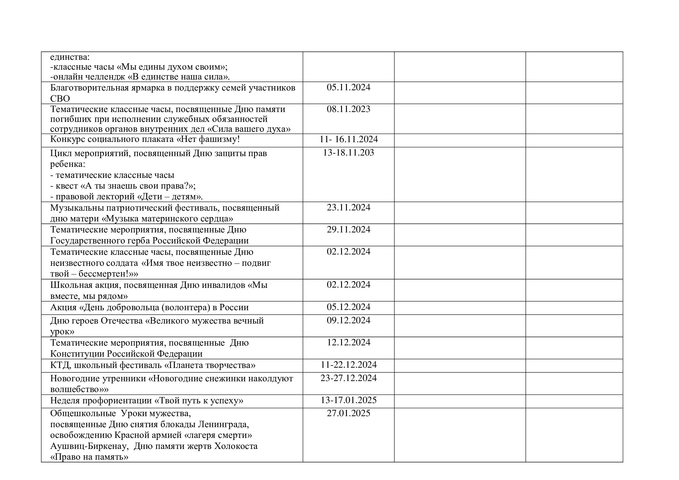 План воспитательной работы 2024-2025