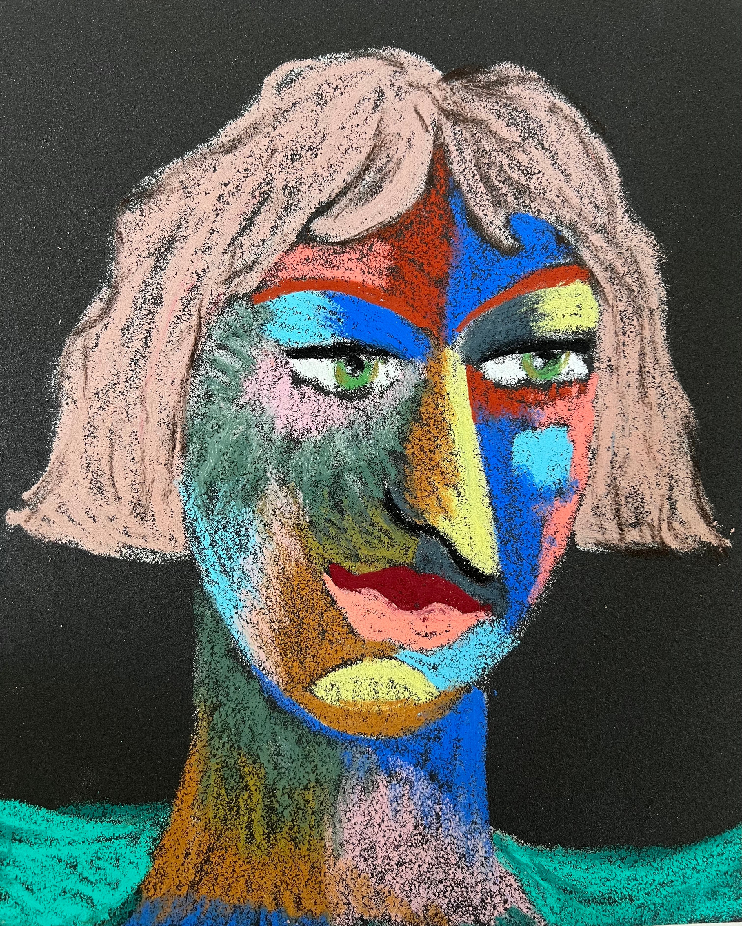 Ideal woman . Oil pastel, sandpaper. 28 x 23 cm