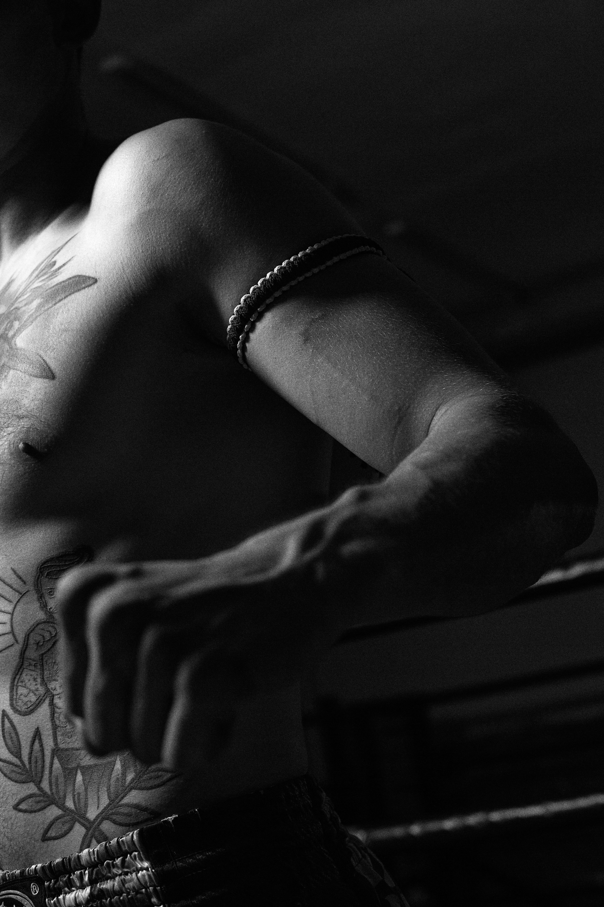 Male portrait of a man practicing Thai boxing