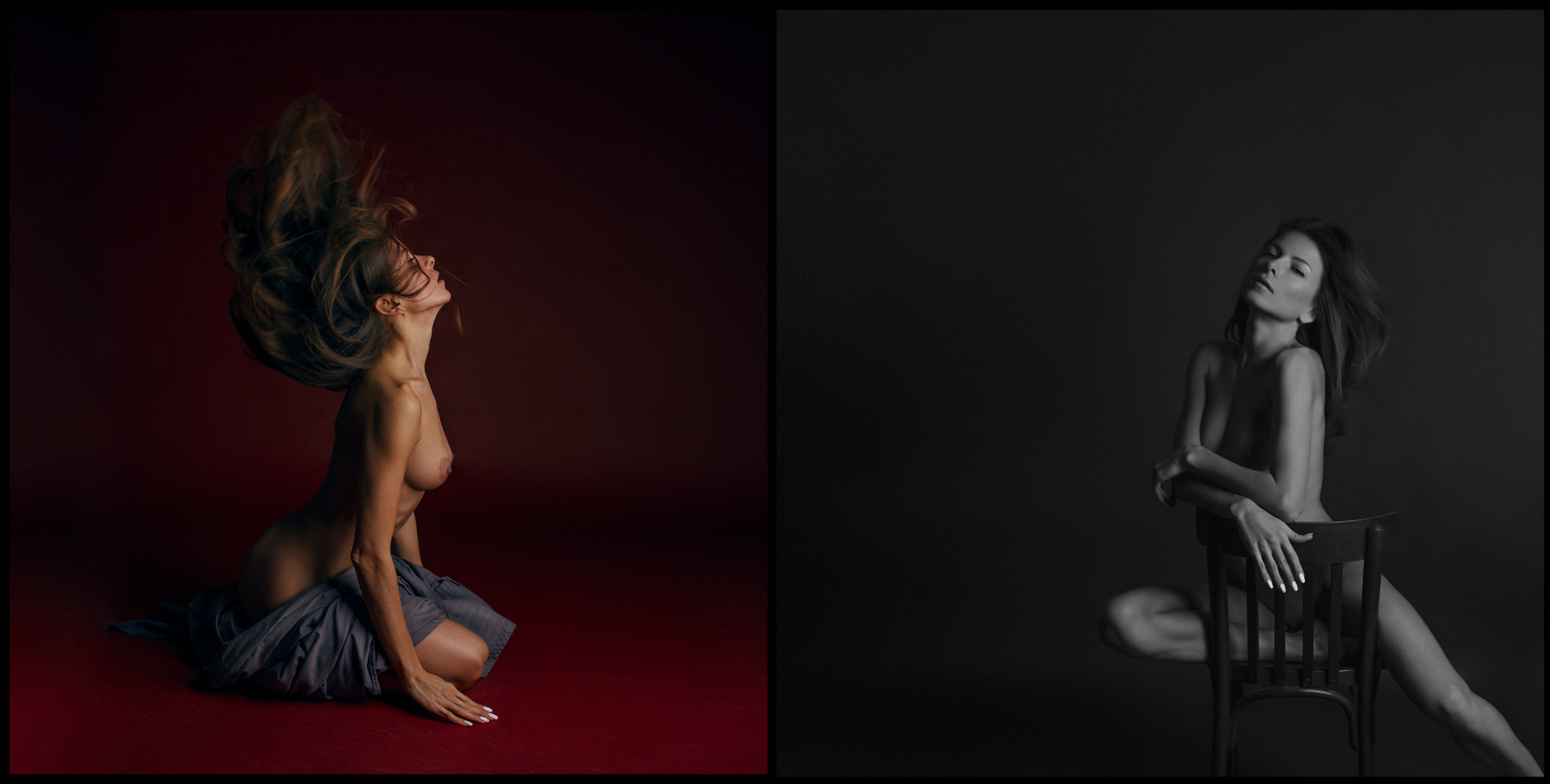 Деликатная нежная и непошлая фотосессия ню в черно-белом цвете.