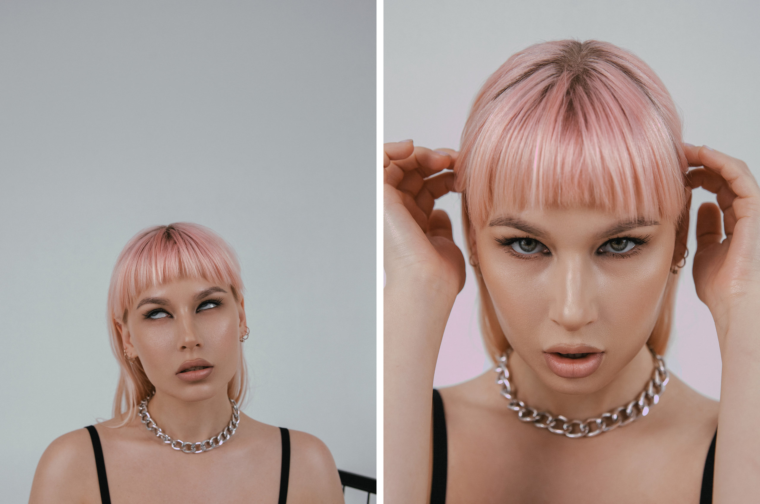 Девушка блондинка закатывает глаза.