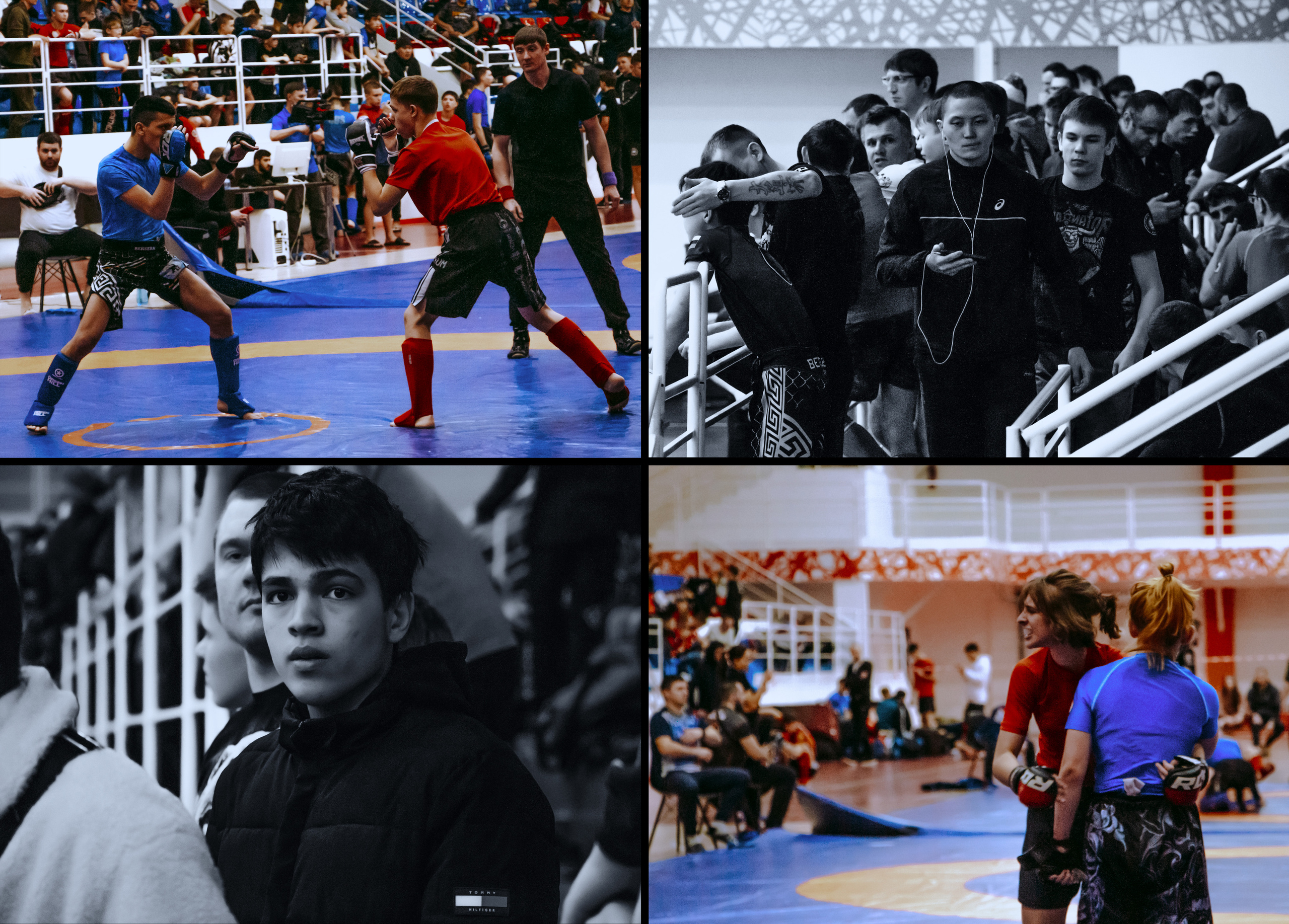 Чемпионат и первенство по панкратиону, фото спортсменов и зрителей во время боя.