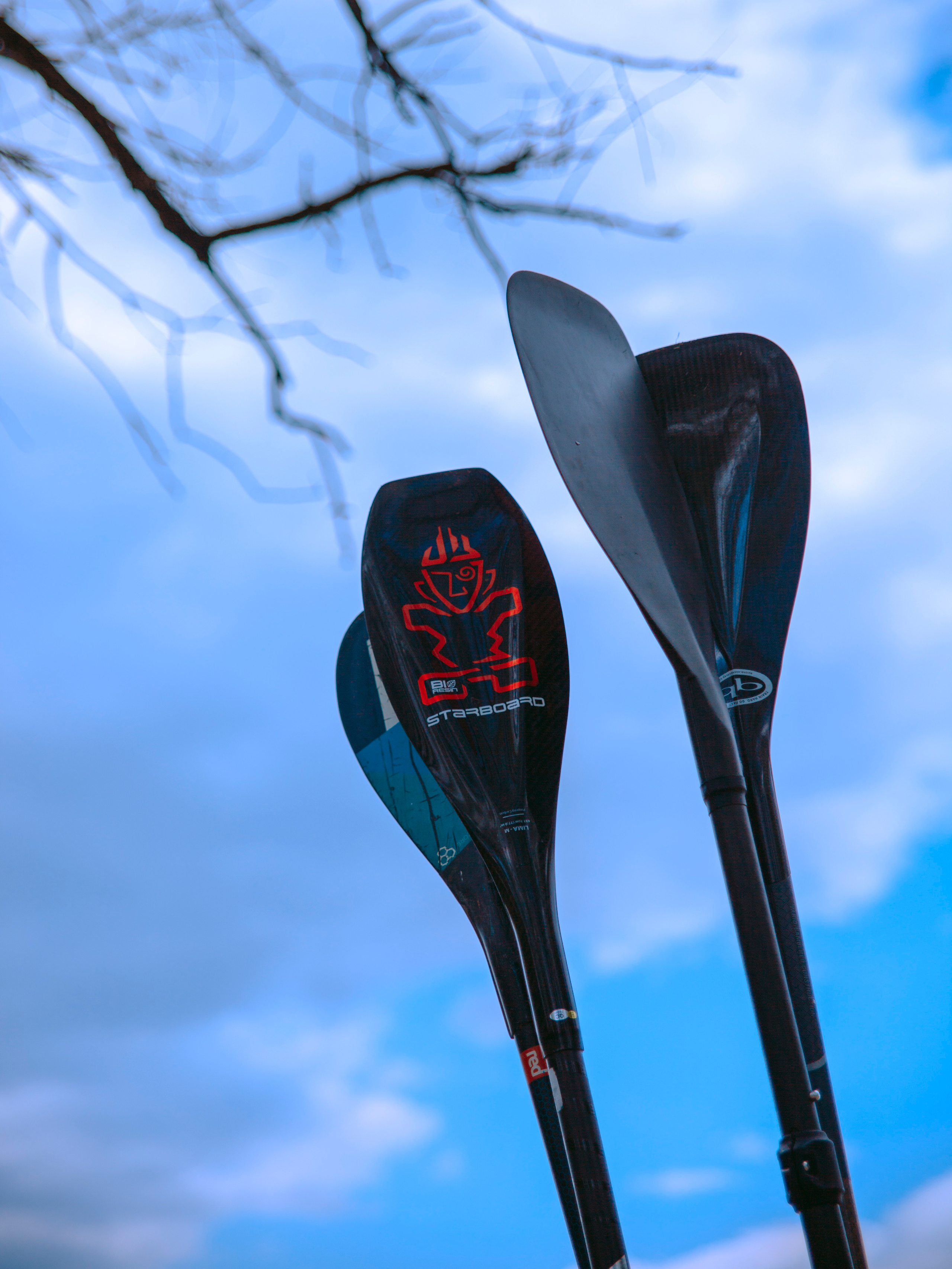 Весла на фоне неба.