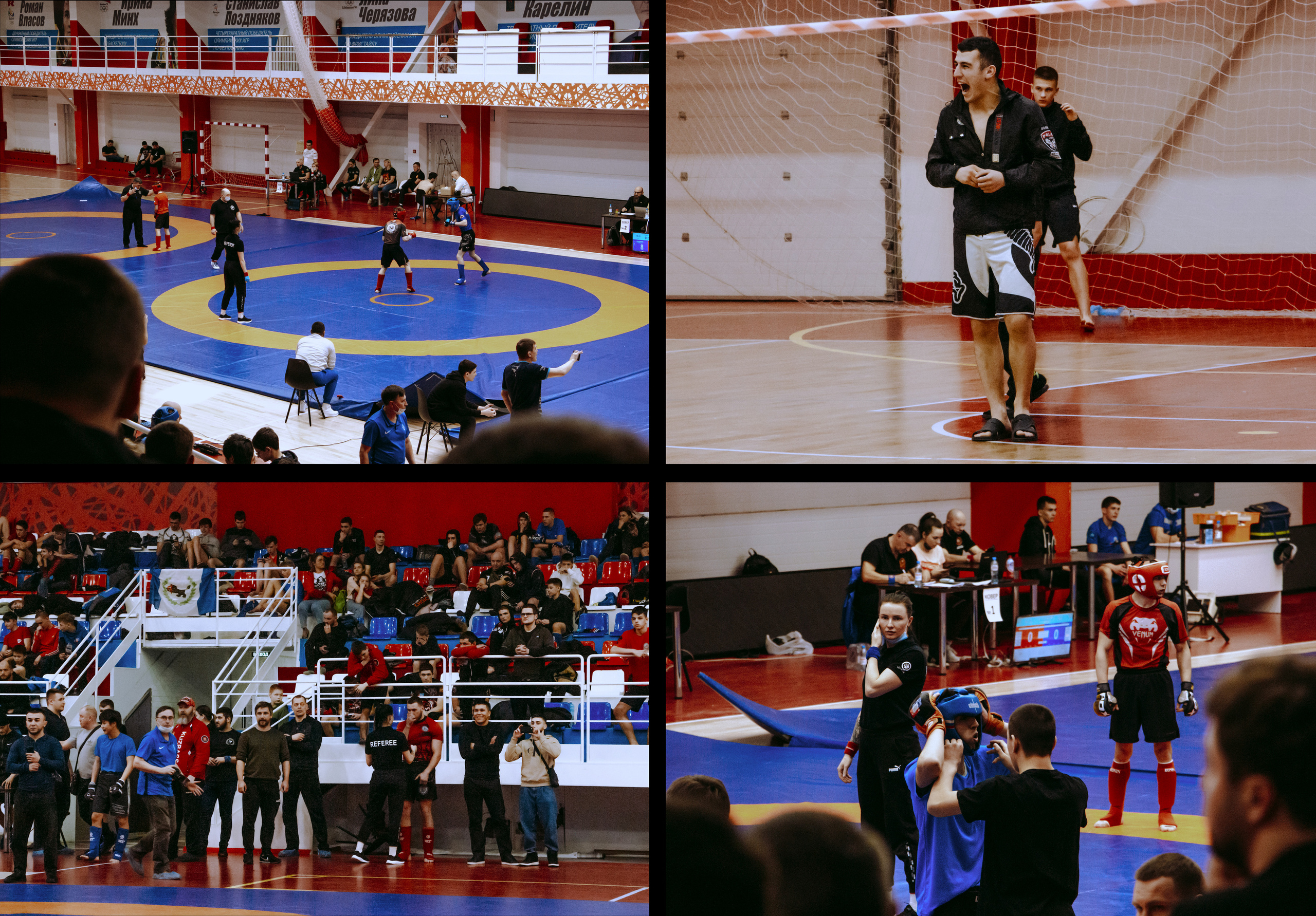 Чемпионат и первенство по панкратиону, фото спортсменов и зрителей во время боя.