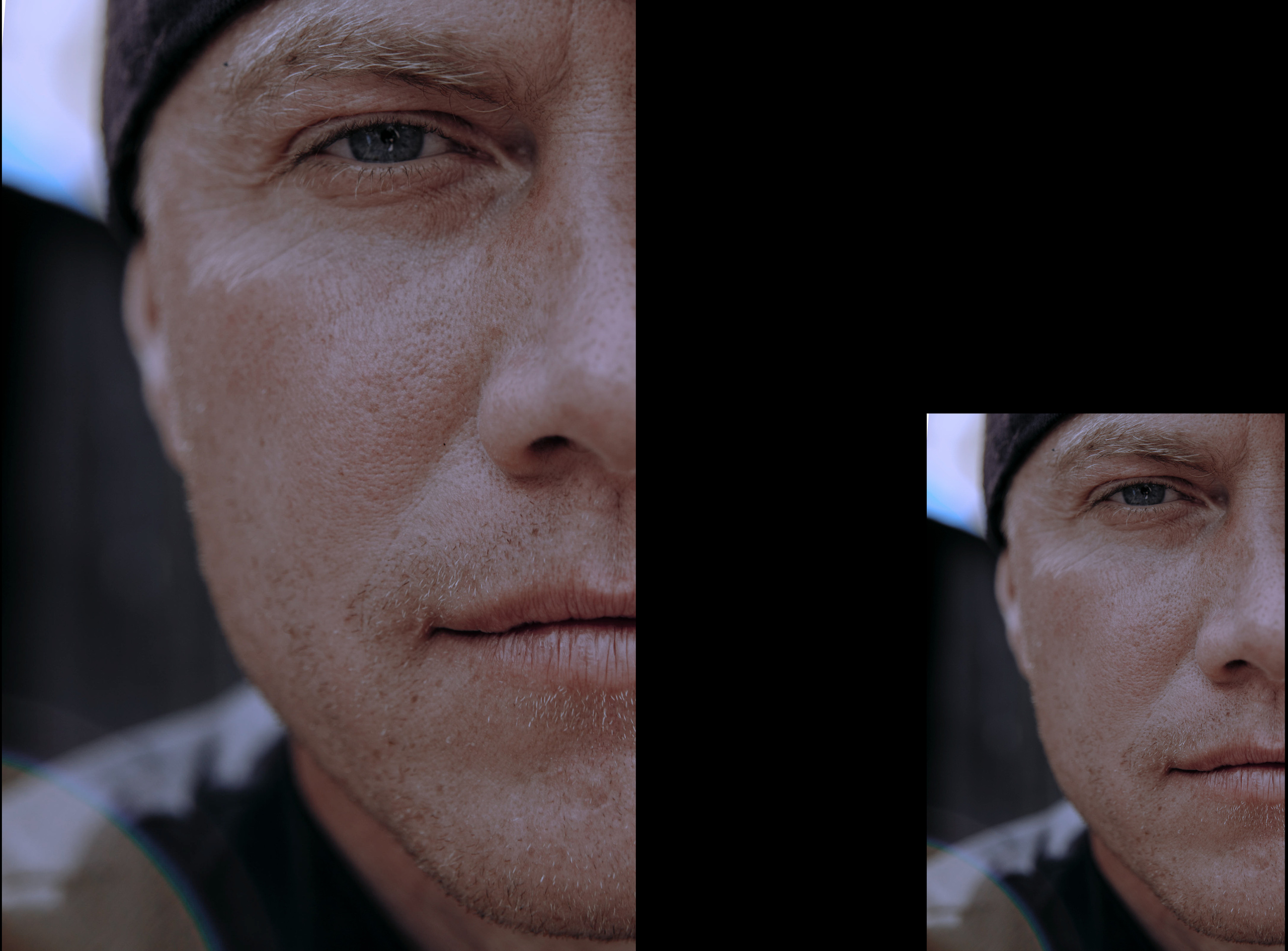 Мужественное лицо крупным планом.