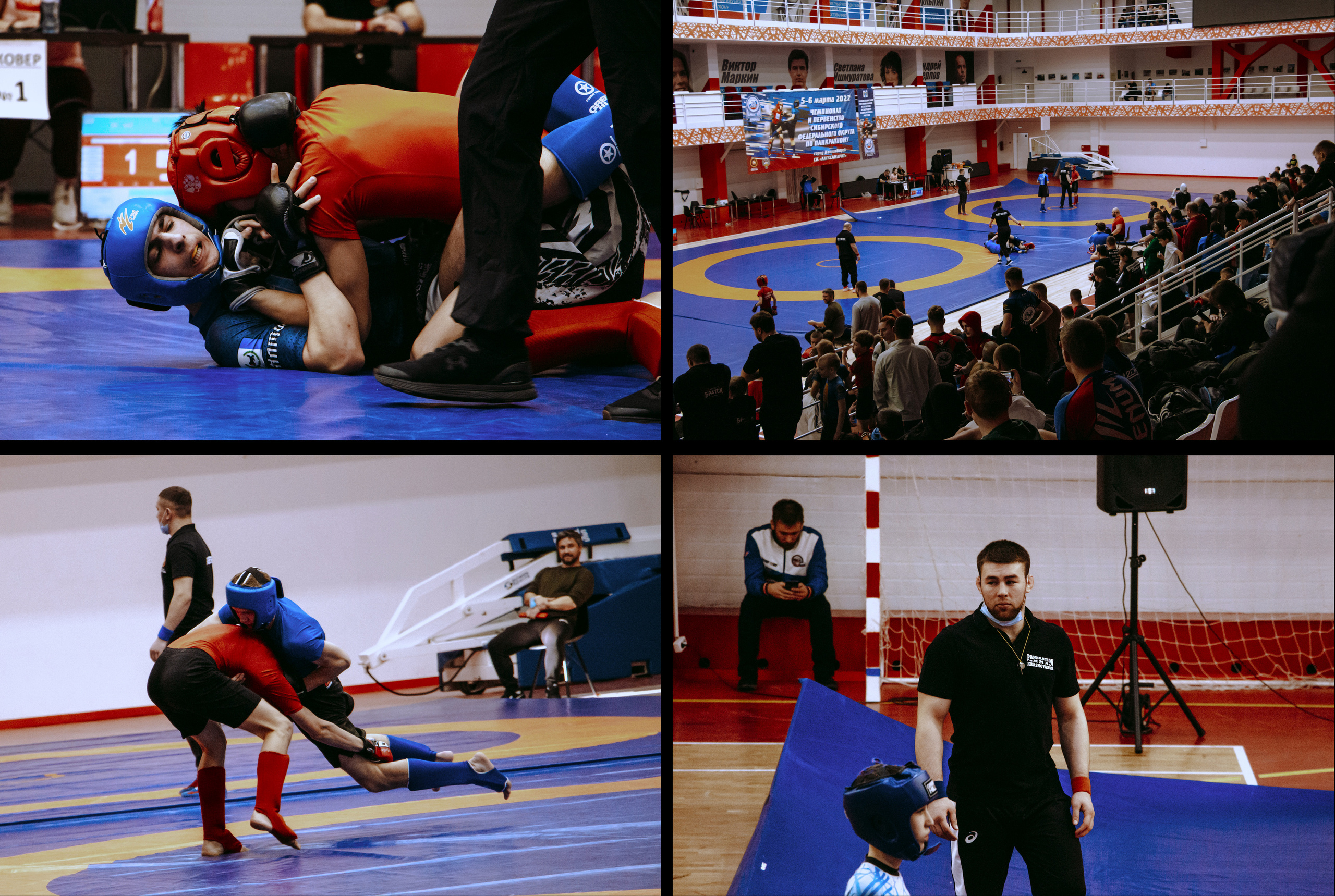 Чемпионат и первенство по панкратиону, фото спортсменов и зрителей во время боя.