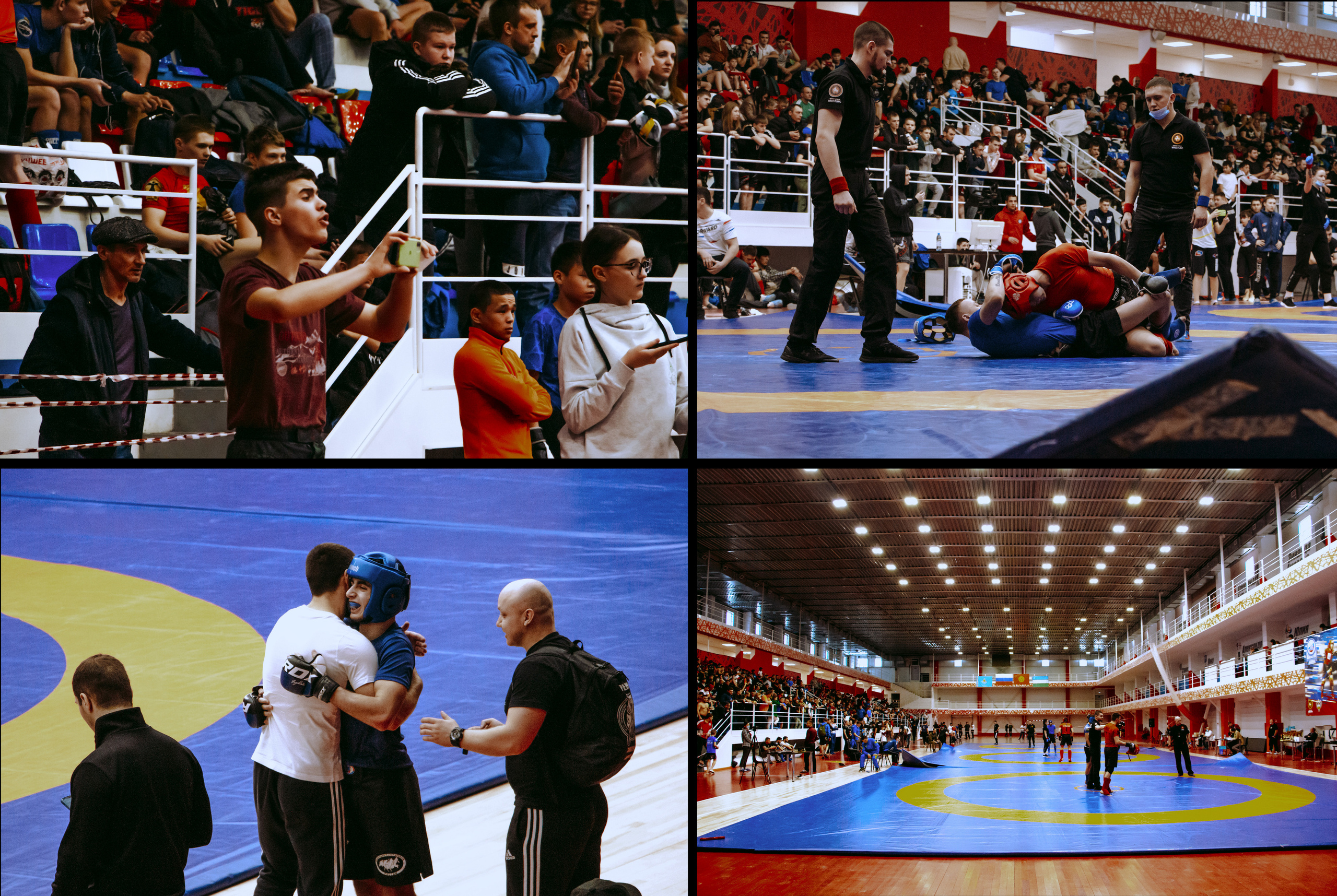 Чемпионат и первенство по панкратиону, фото спортсменов и зрителей во время боя.