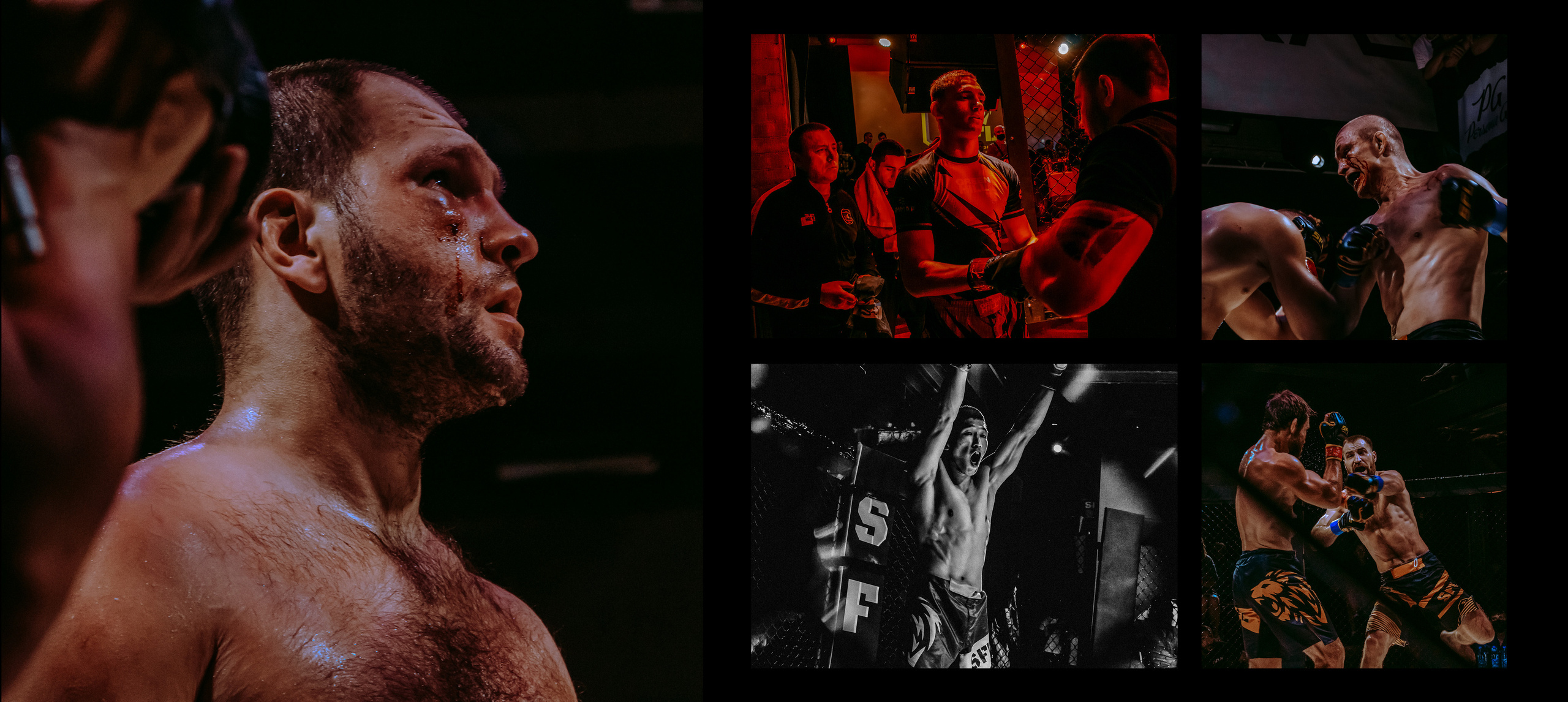 Боец на ринге в крови.