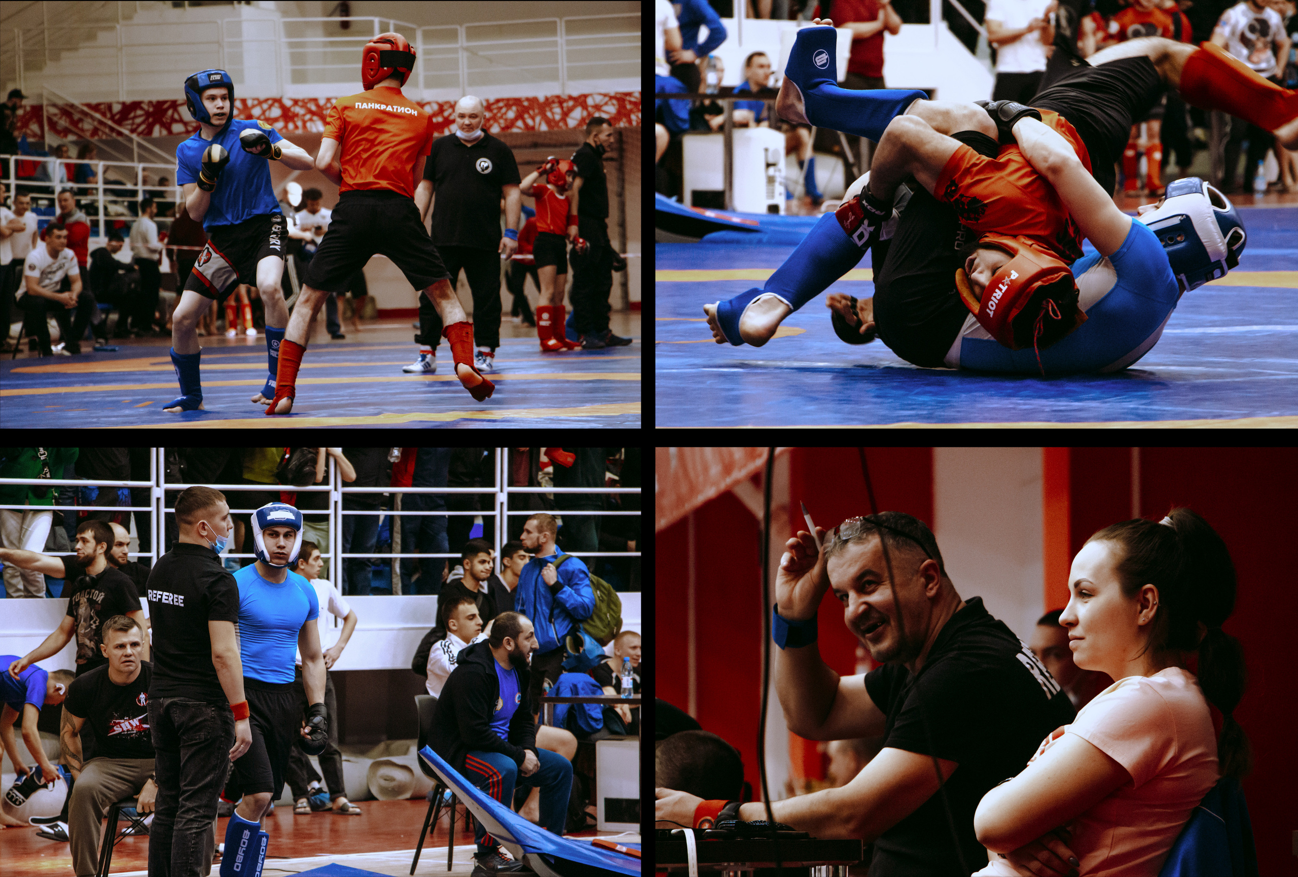 Чемпионат и первенство по панкратиону, фото спортсменов и зрителей во время боя.