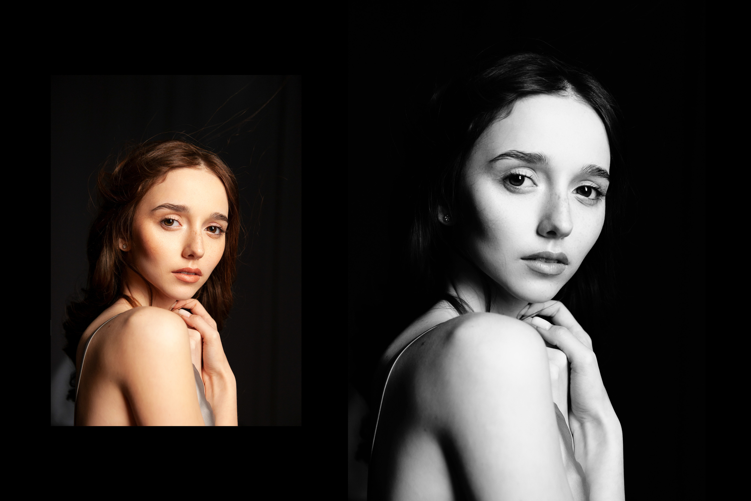 Нежный портрет девушки с большими глазами.