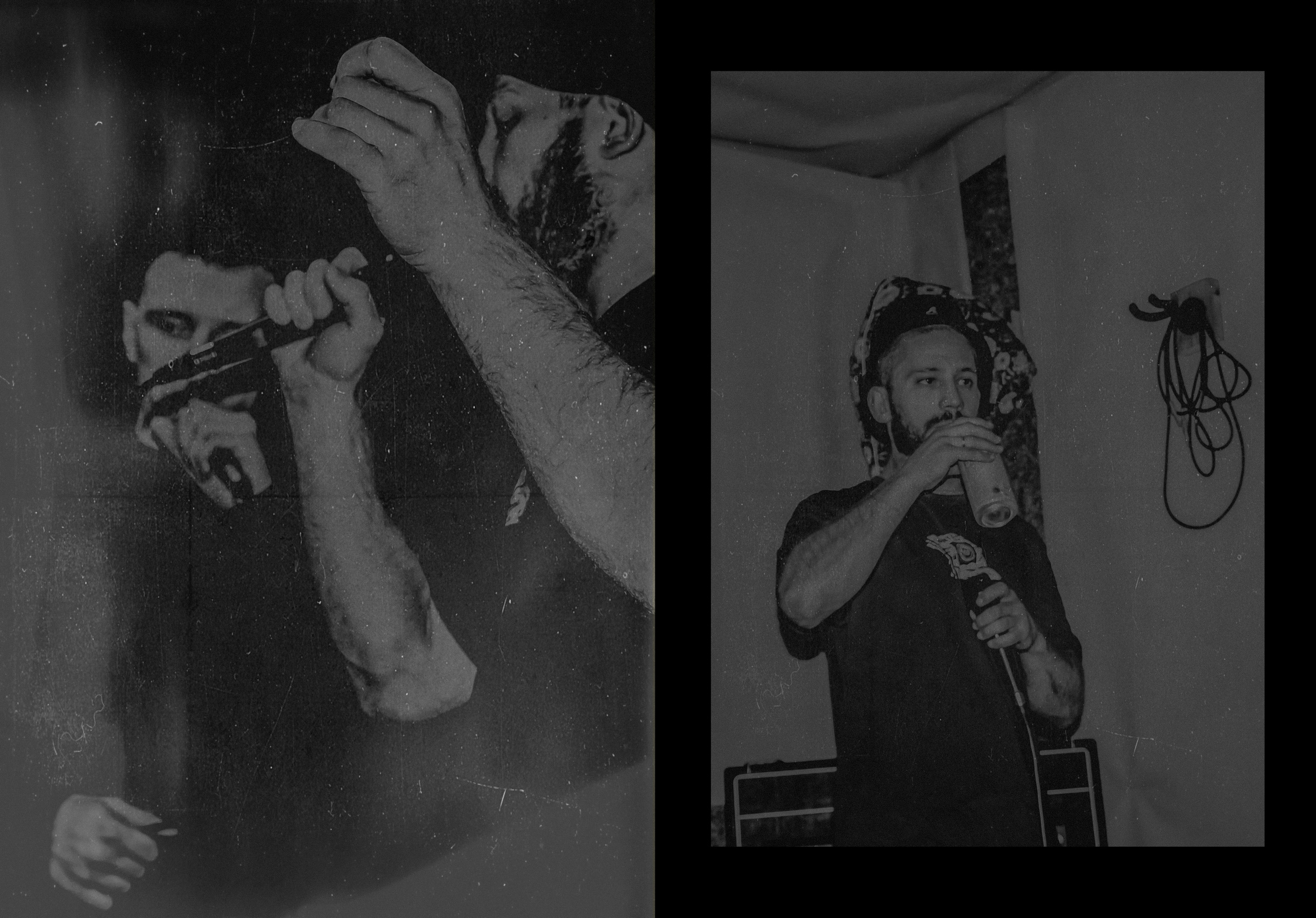 Репетиция рэперов в студии.