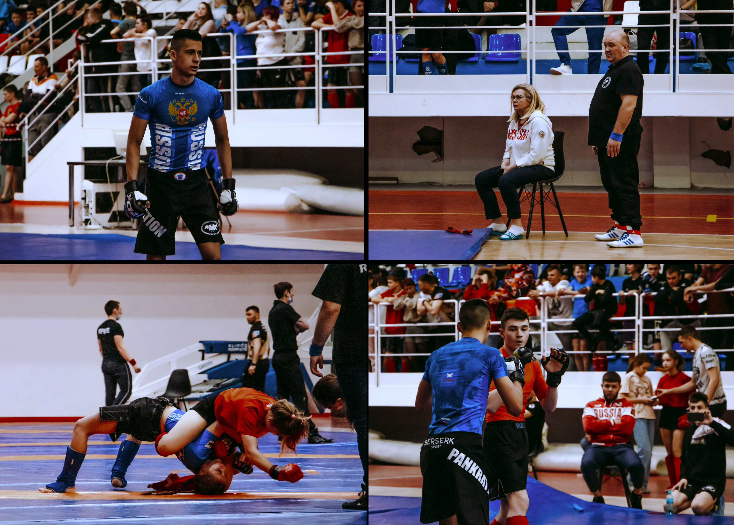 Чемпионат и первенство по панкратиону, фото спортсменов и зрителей во время боя.