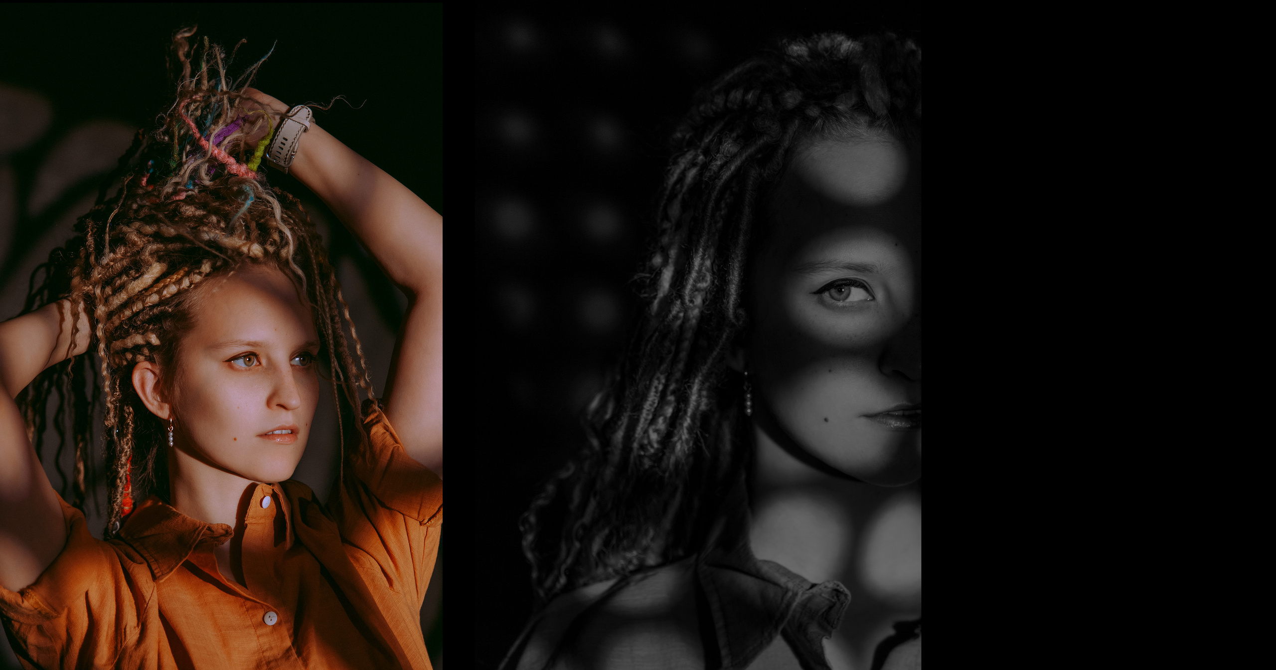 Девушка с дредами, съемка со спот-насадкой.