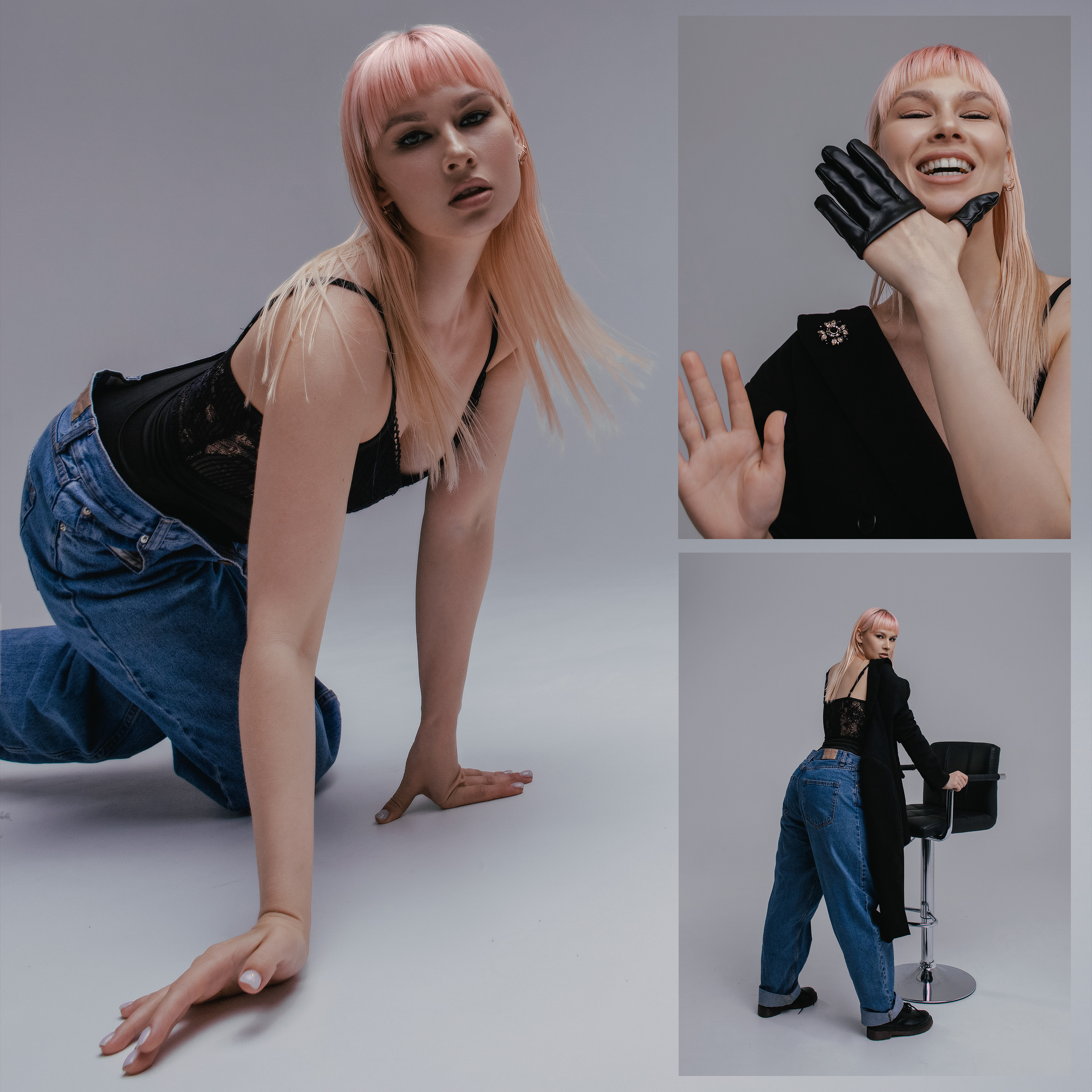 Минималистичные фото девушки в циклораме.