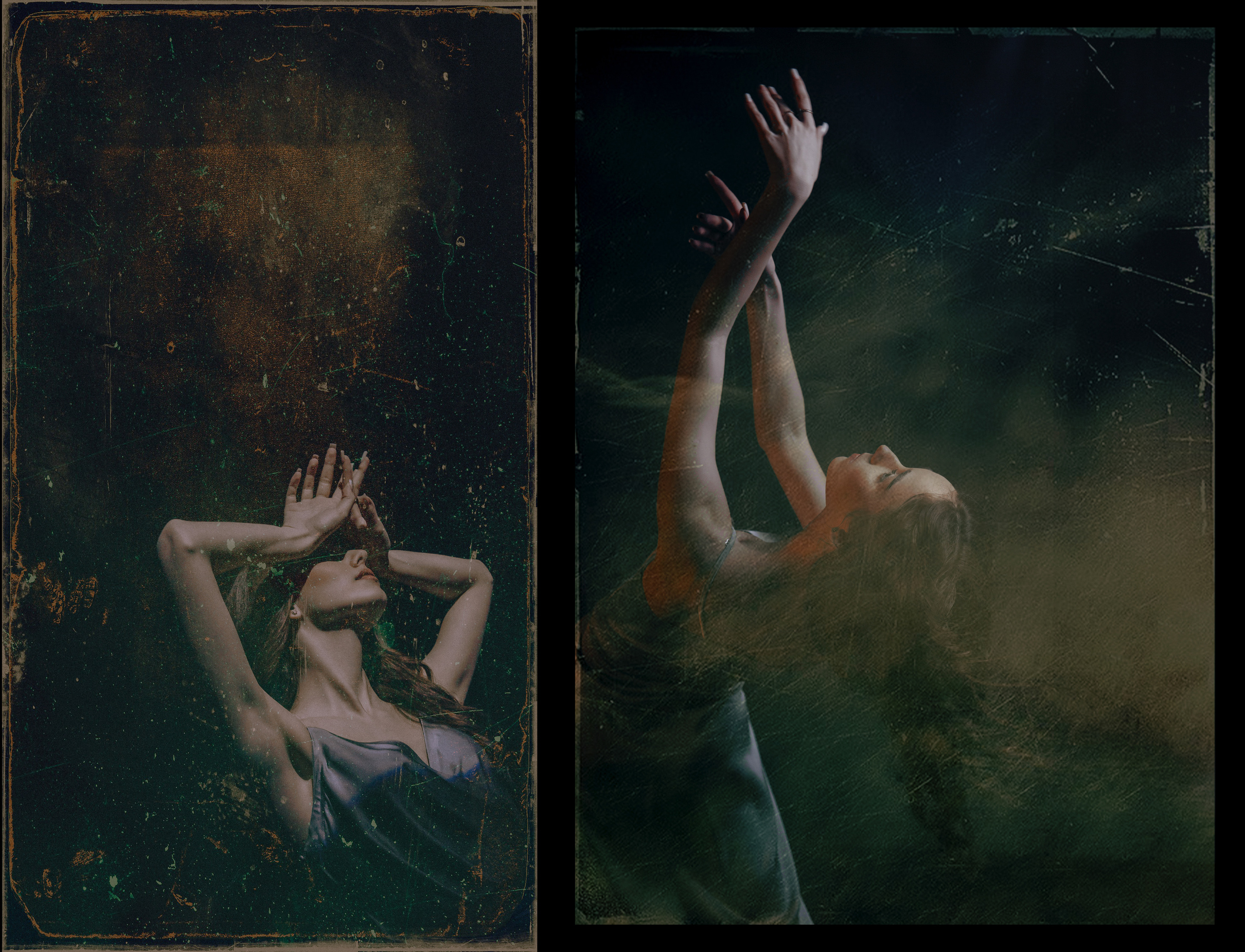 Арт ретро фото танцующей девушки.