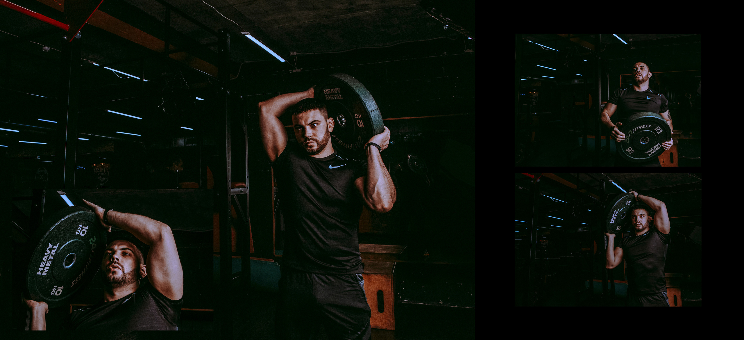 Спортивный мужчина тренируется в зале.