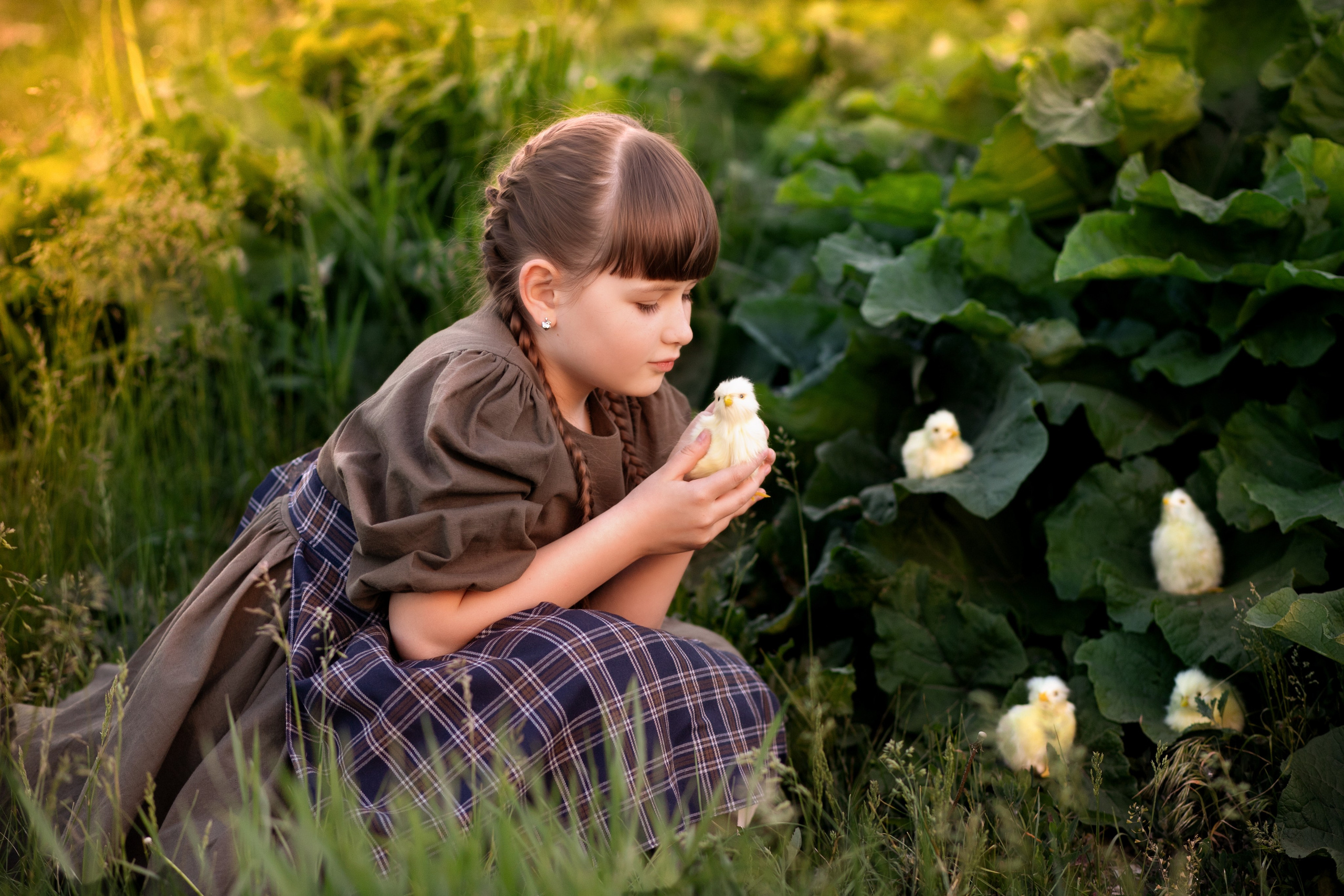 Девочка и цыплята. Фотограф Кравченко Юлия. Энгельс