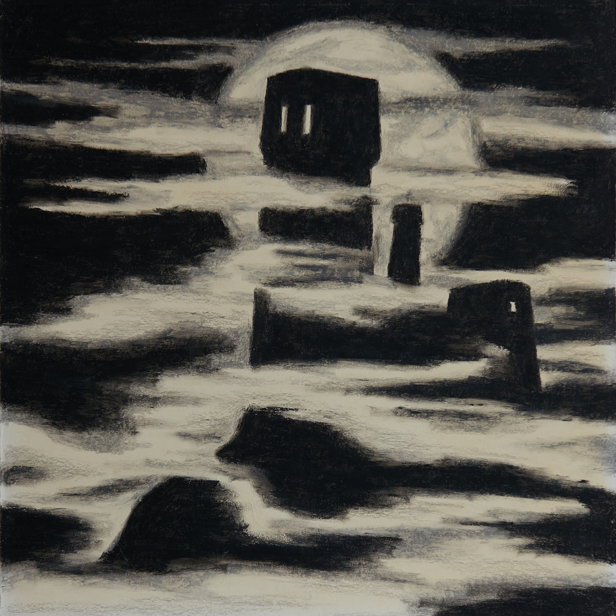 Сумрачный Замок. Замок сумрака на скале ветров и тумана является междупространственным местом персонального пространства затворнического покоя, где нет времени и условий, влияний сил соотносимых к Свету и Тьме, расширению и сжатию, блаженству и страданию. Это конструкция, находящаяся (расположена) вне дуальностей, в буферной зоне баланса. Год создания: 1998г.