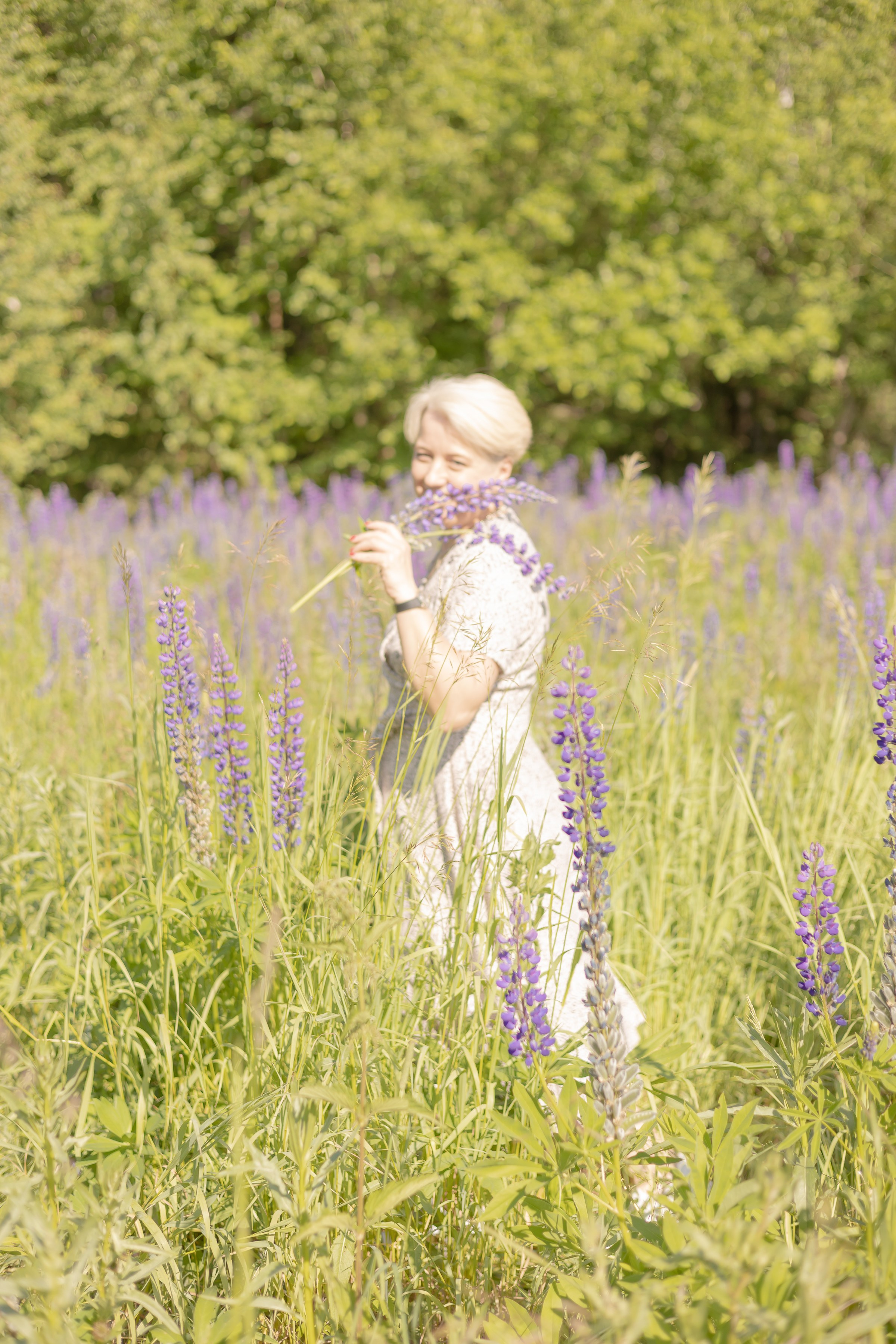 Фотосессия в поле с люпинами