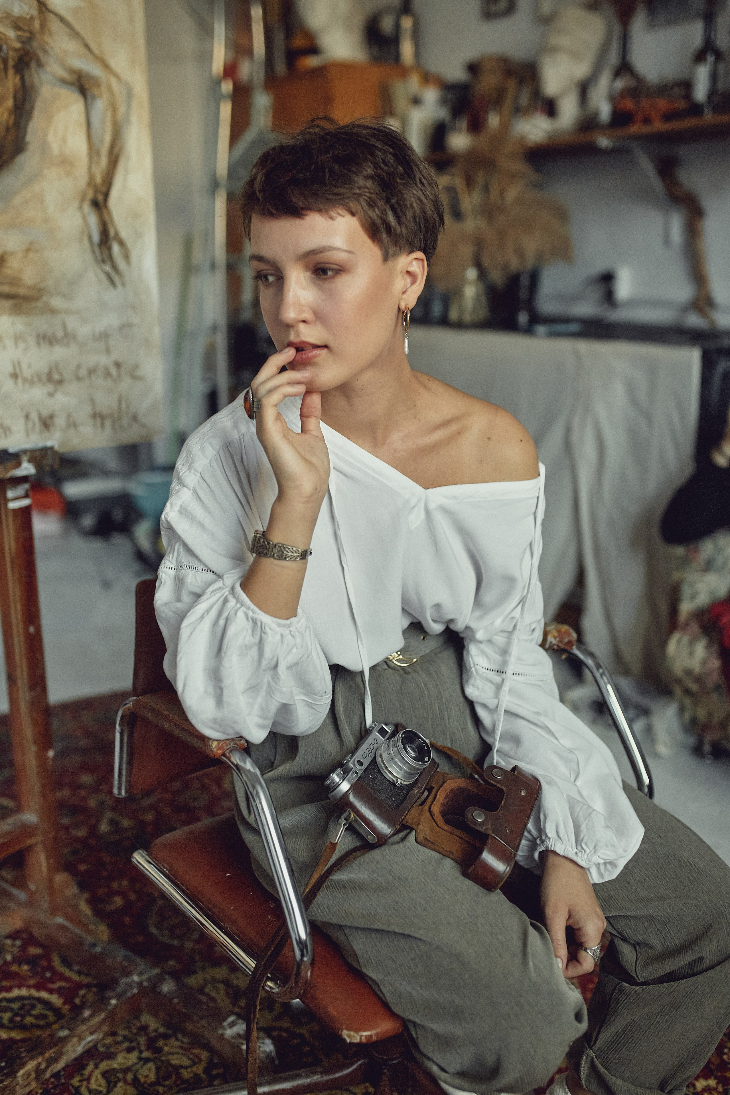 Съёмка в мастерской художника Лиды Железняк