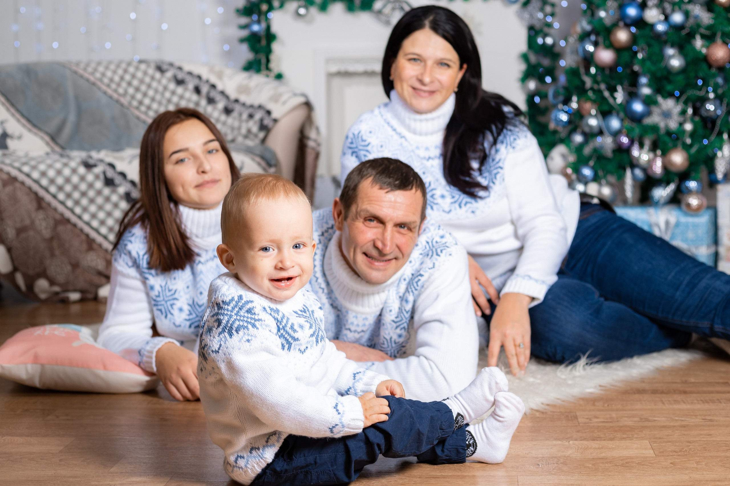 семейная новогодняя фотосессия