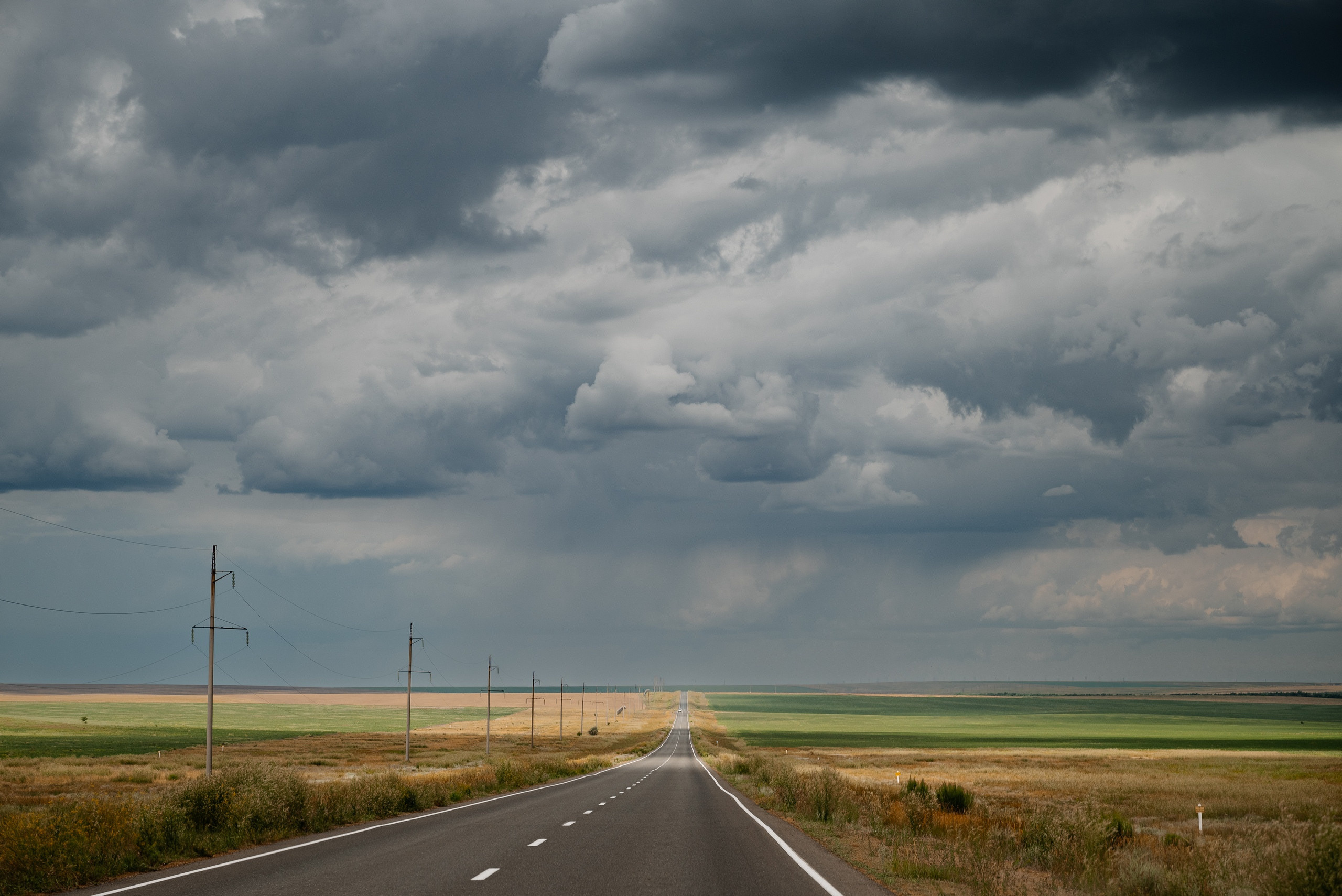 дорога, трасса, таскала, тучи, облака