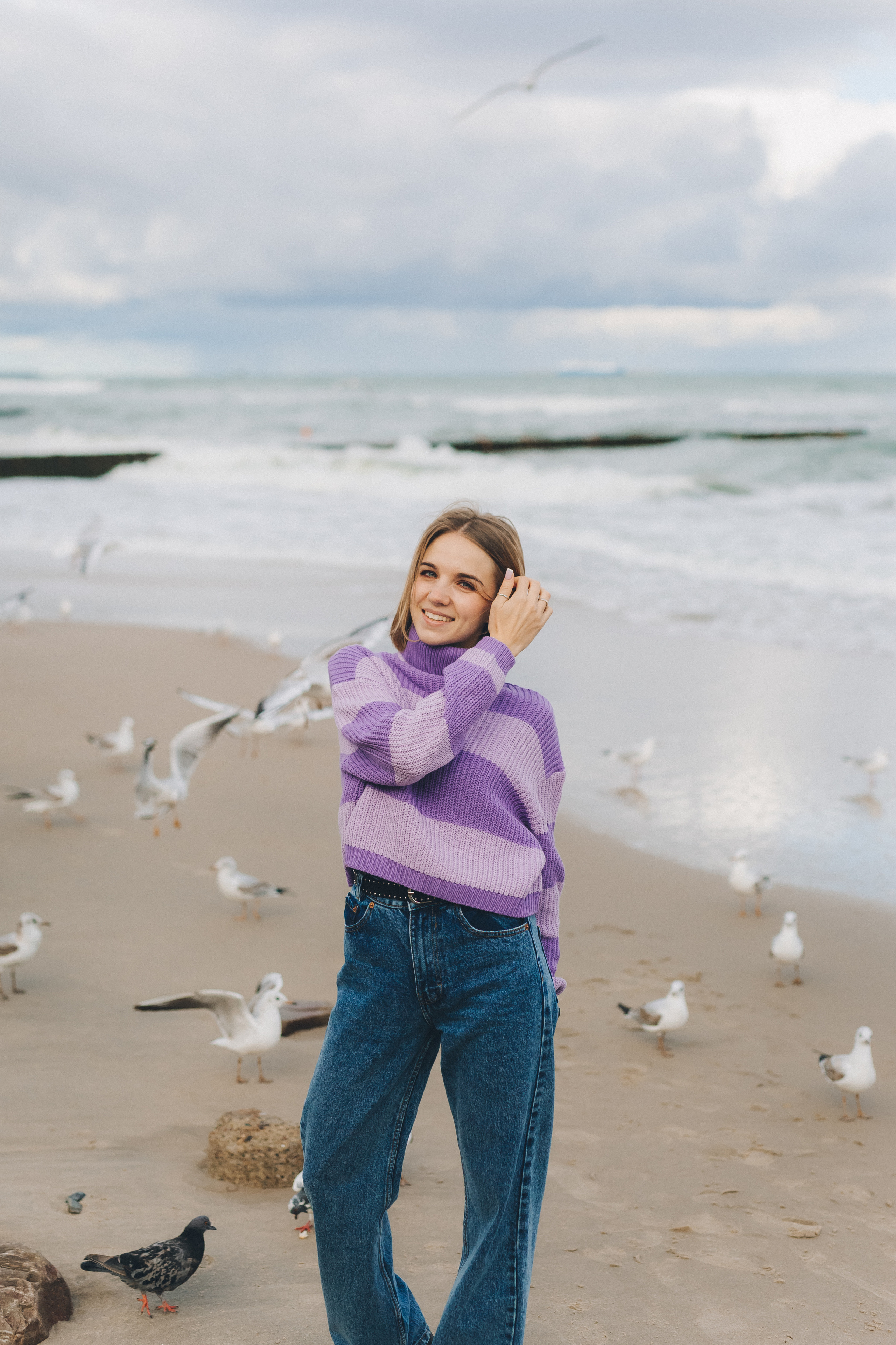 Александра с супругом и осенняя Балтика. Фотограф Зеленоградск Красильникова Елена