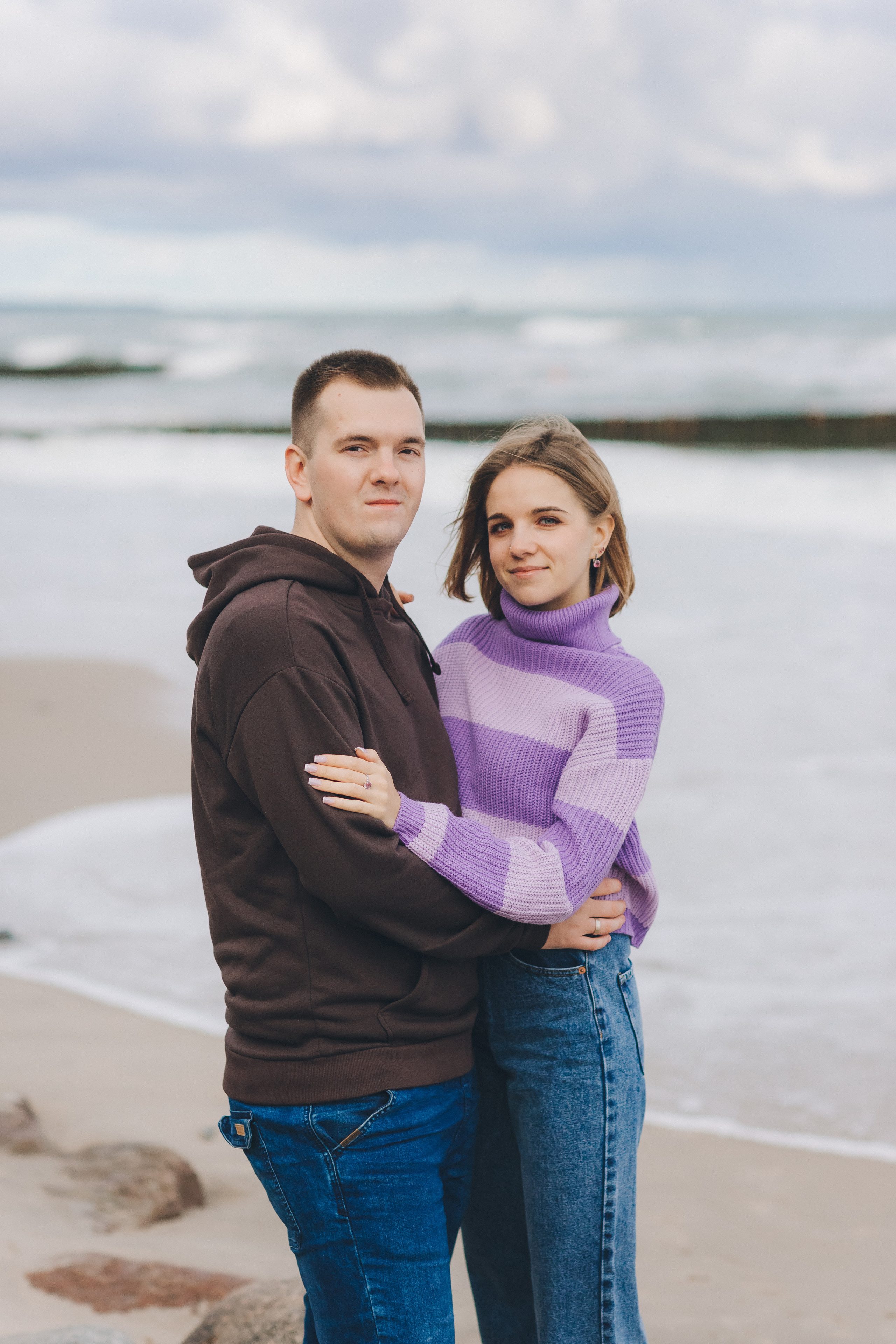 Александра с супругом и осенняя Балтика. Фотограф Зеленоградск Красильникова Елена