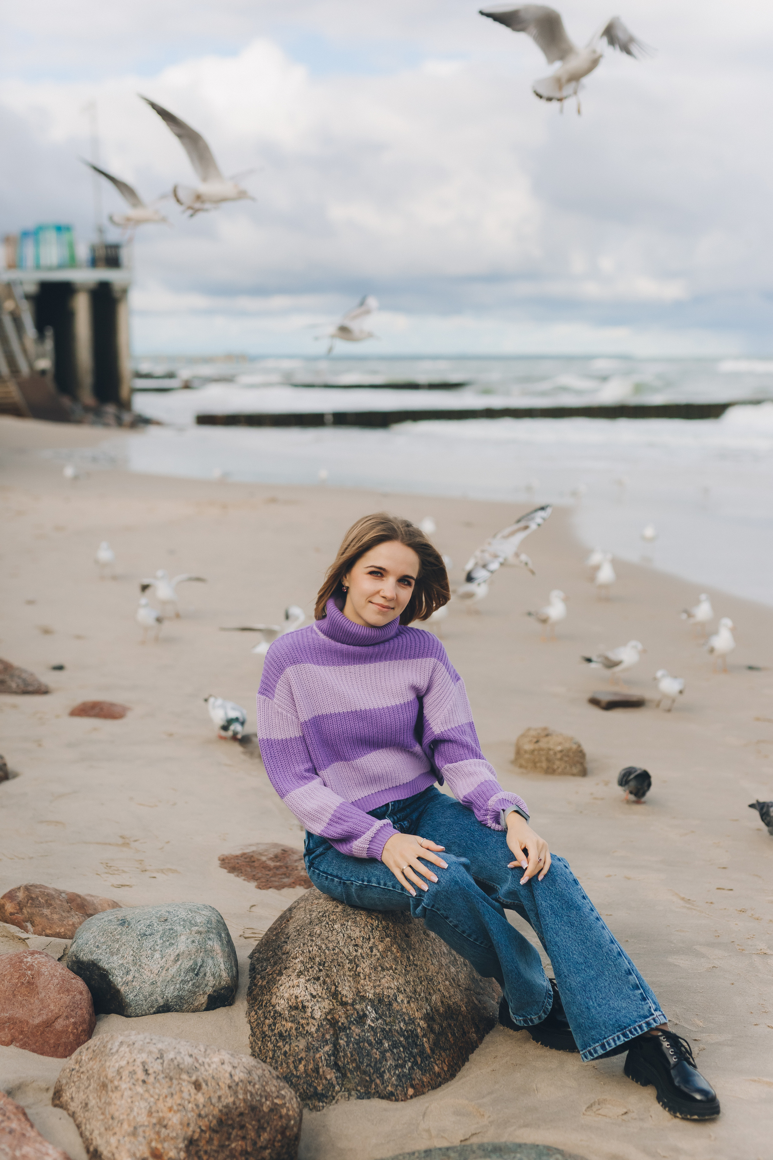 Александра с супругом и осенняя Балтика. Фотограф Зеленоградск Красильникова Елена