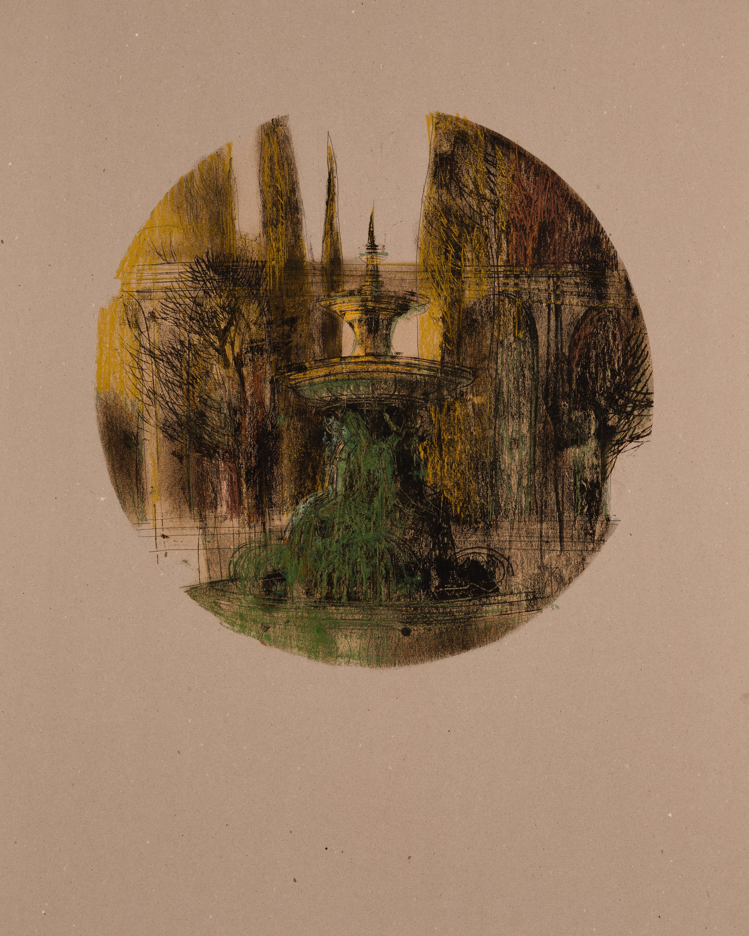 «Париж. Парк III» - художник Лариса Блохина (картон, смешанная техника, 100x80 см, 2014)