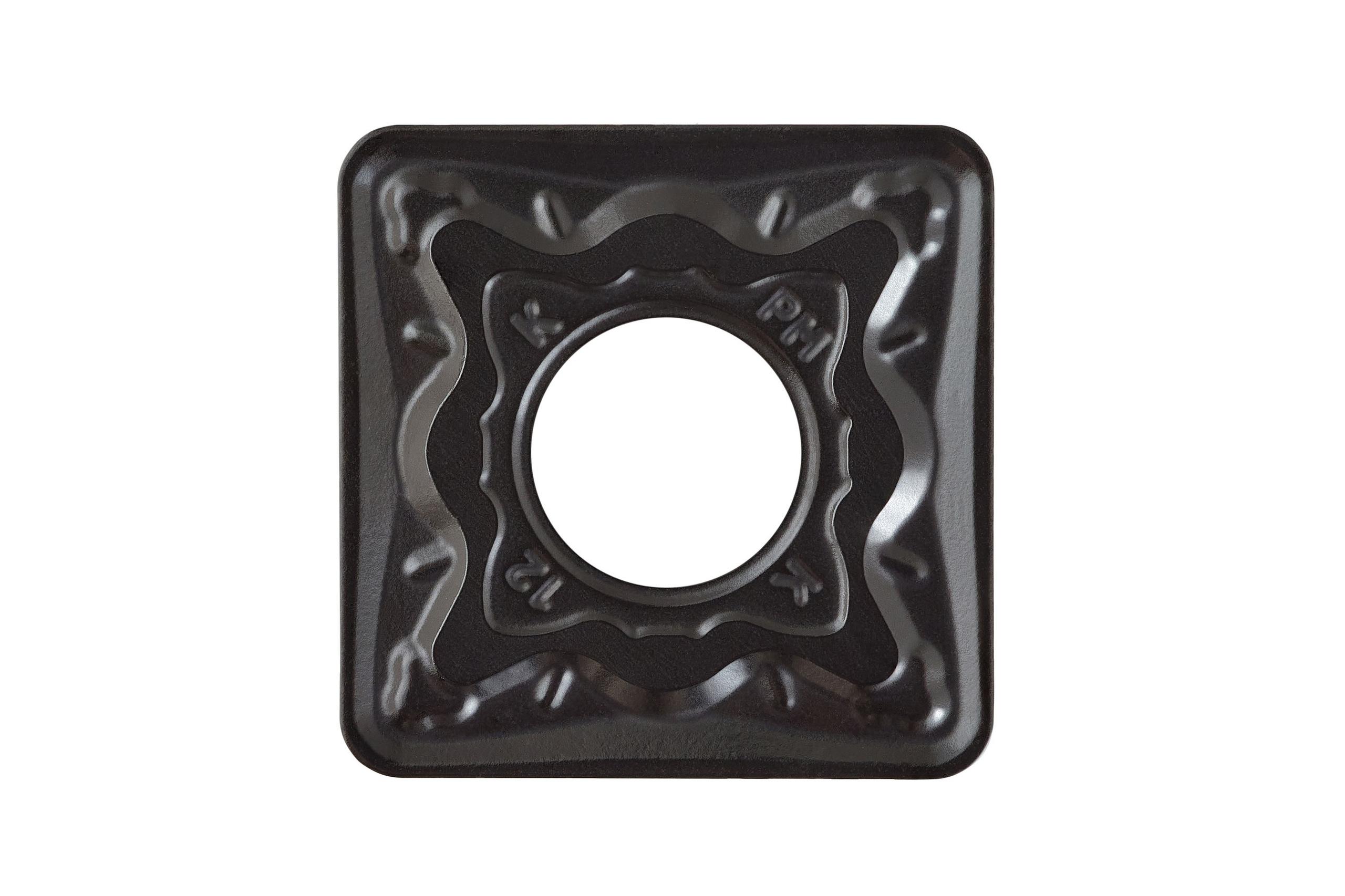 Предметная съемка квадратной пластины с отверстием, белый фон