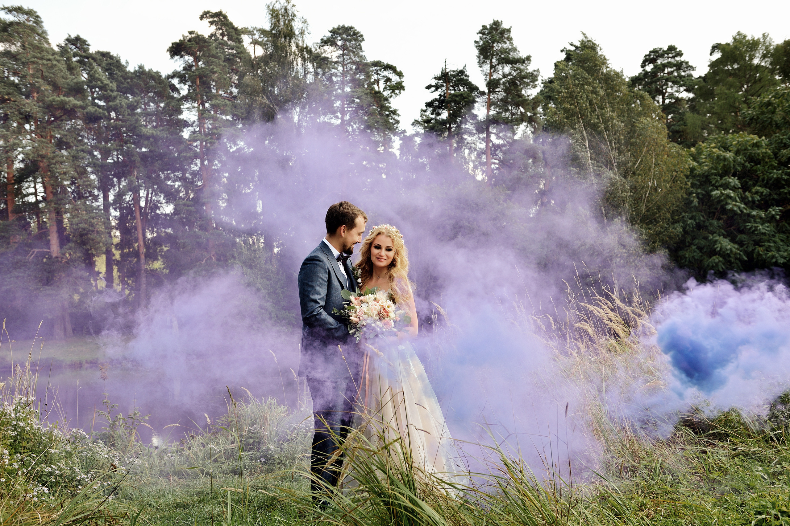 свадебная фотосессия серебряный бор, выездная фотосессия, серебряный бор, цветной дым