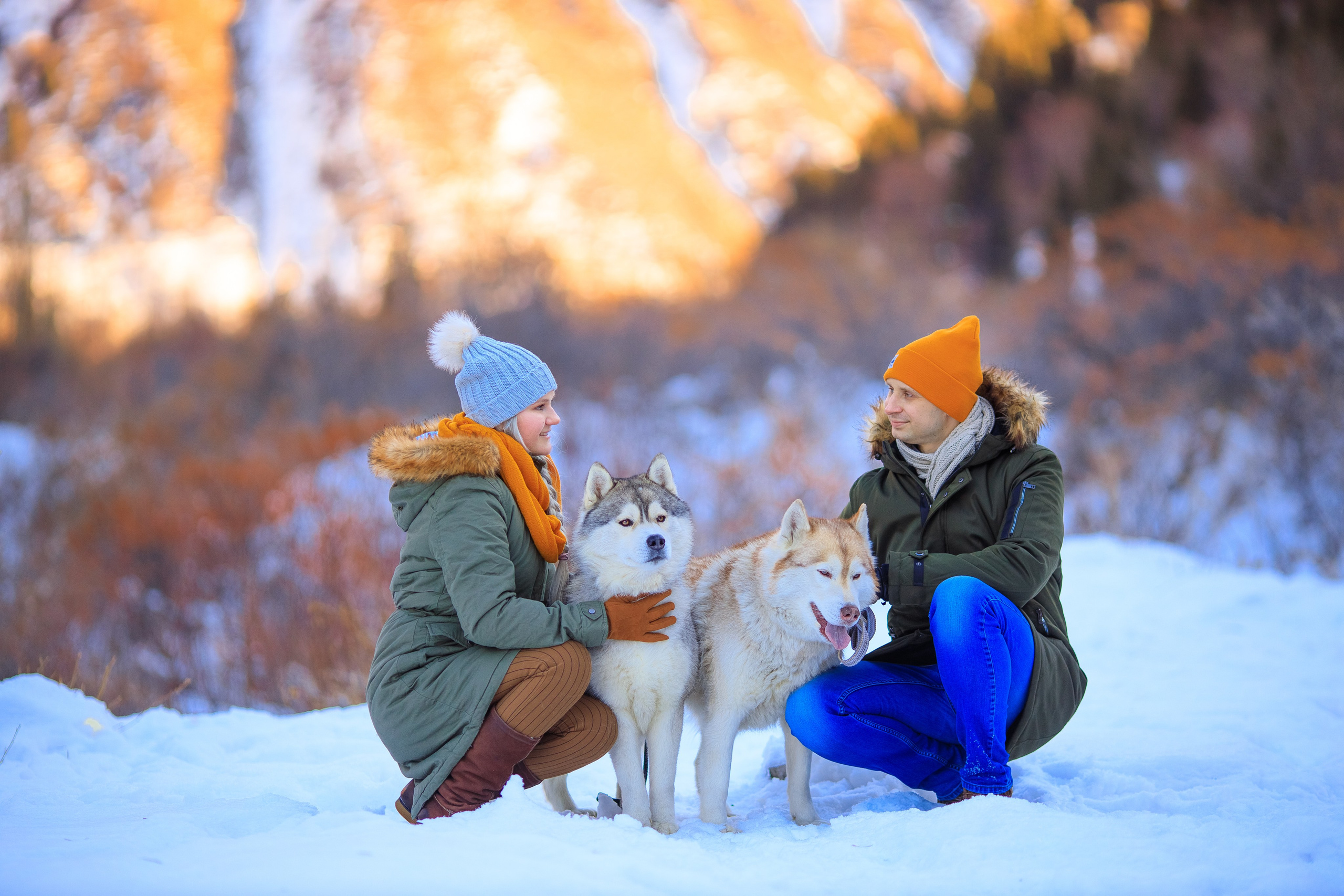 Зимняя фотосессия с Хаски. Свадебный и семейный фотограф в Алматы Алексей Балышев