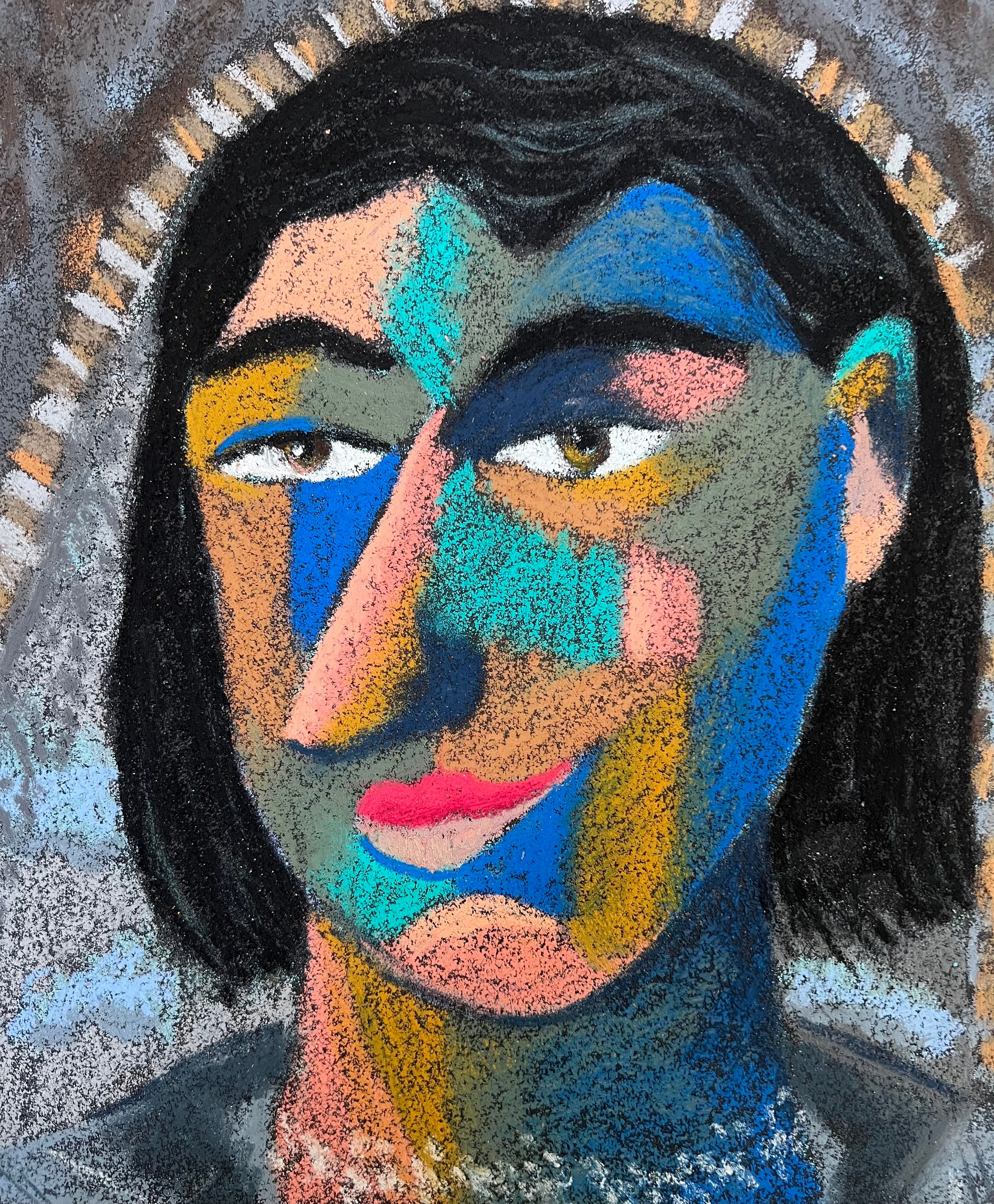 Gida . Oil pastel, sandpaper. 28 x 23 cm