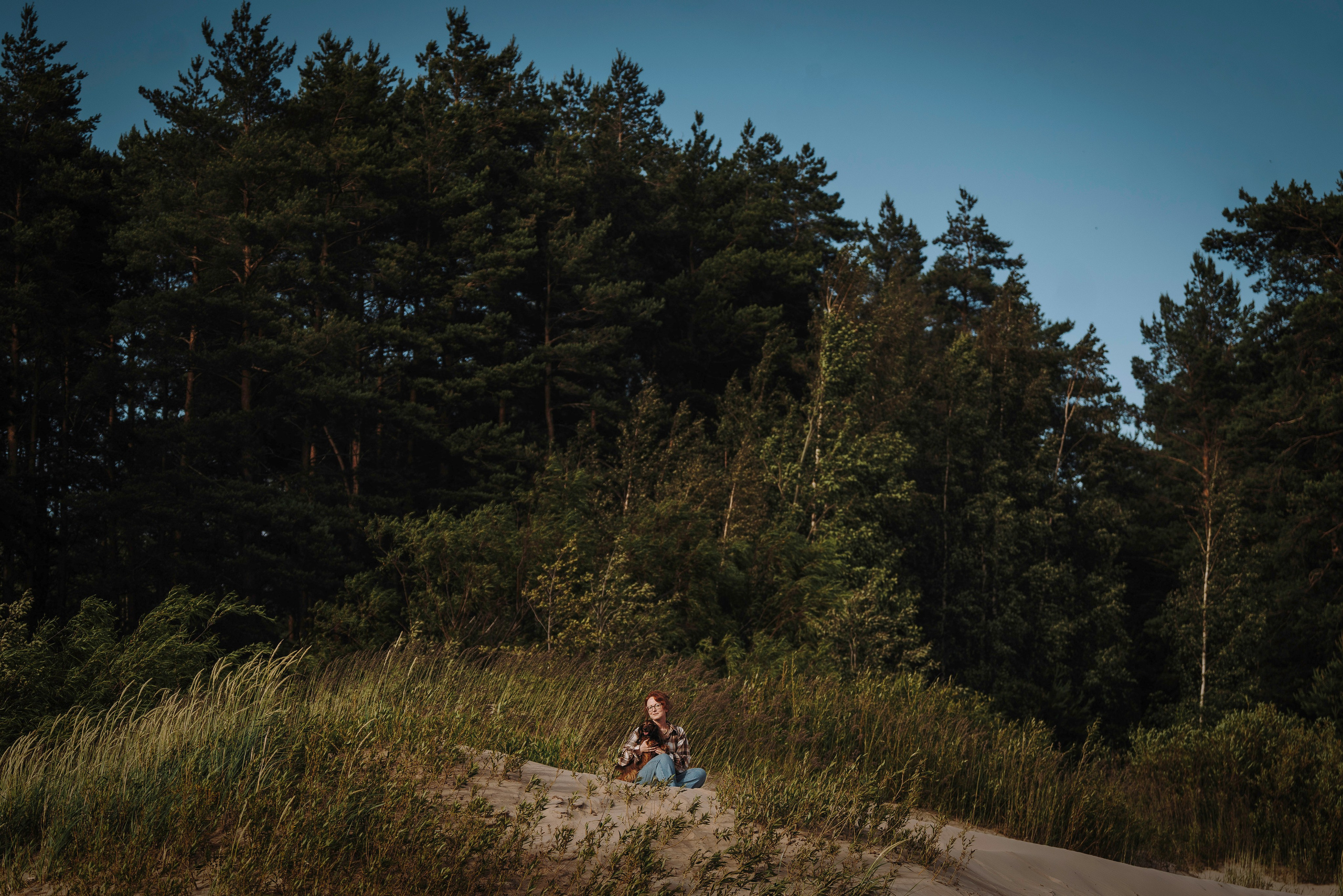 Фотосессия с длиношерстной таксой на пляжн. Фотограф анималист в Спб недорого Олеся Майорова